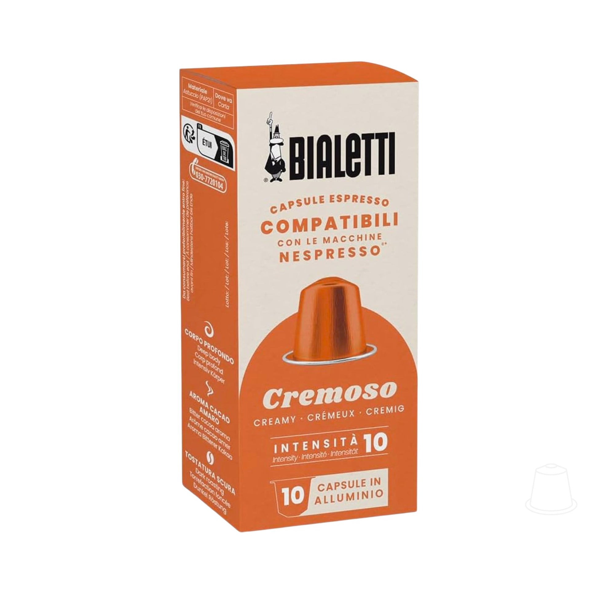 Bialetti Cremoso coffee capsules 10 pack Nespresso compatible smooth nutty fruity notes medium roast Garden State Singapore B2B coffee supply
