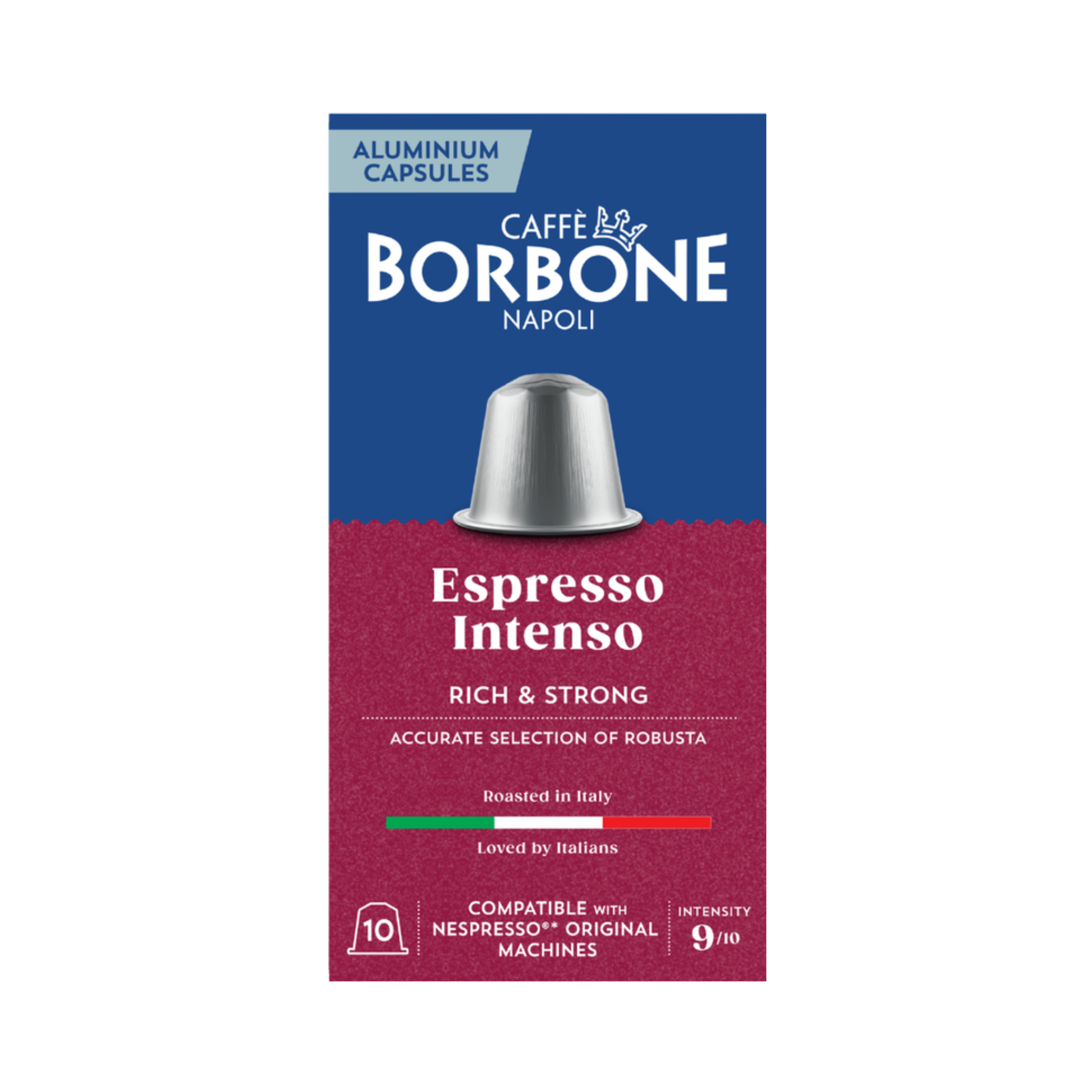 Caffè Borbone Espresso Intenso Nespresso Compatible Coffee Capsules Medium Roast 9/10 Italian Espresso for Cafés, Offices and Hospitality