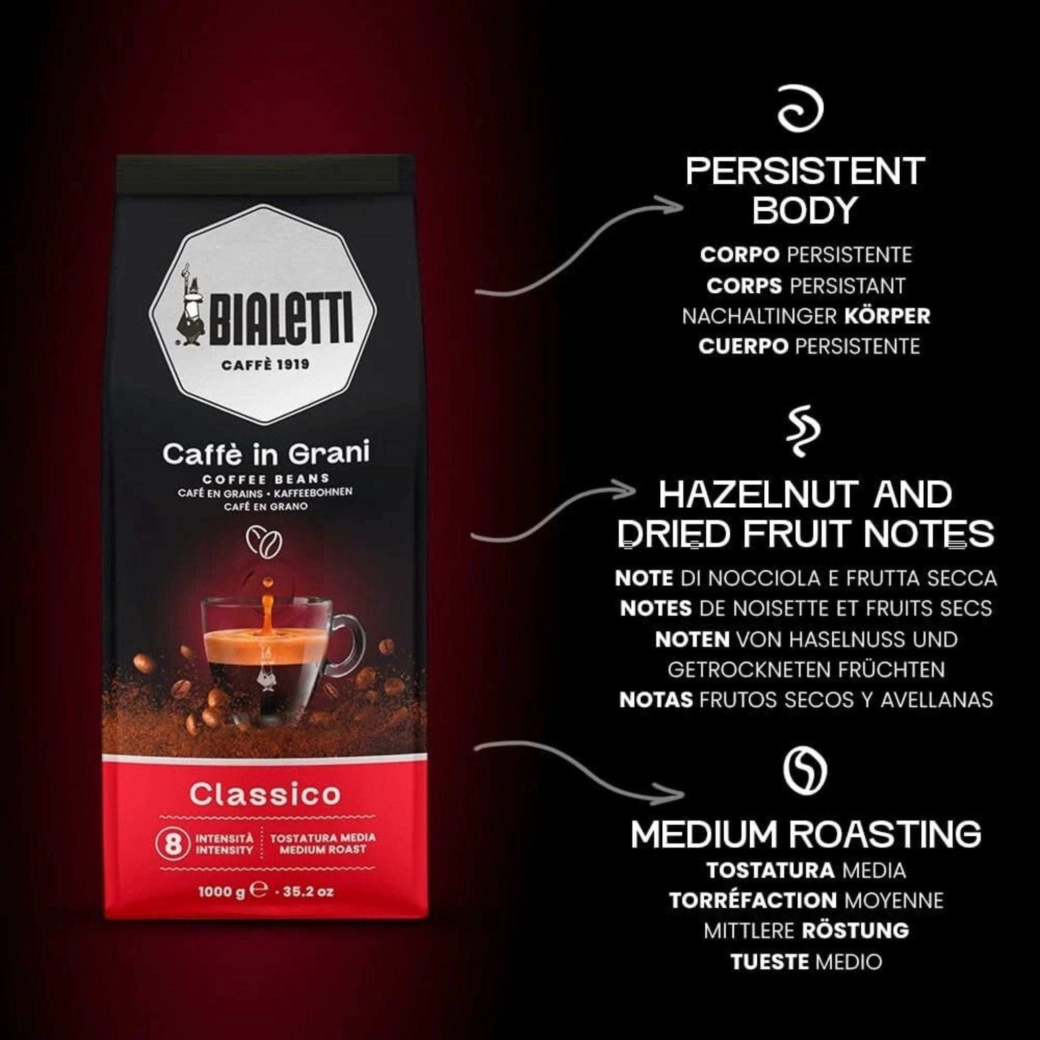 Bialetti Classico Whole Coffee Beans (1kg)
