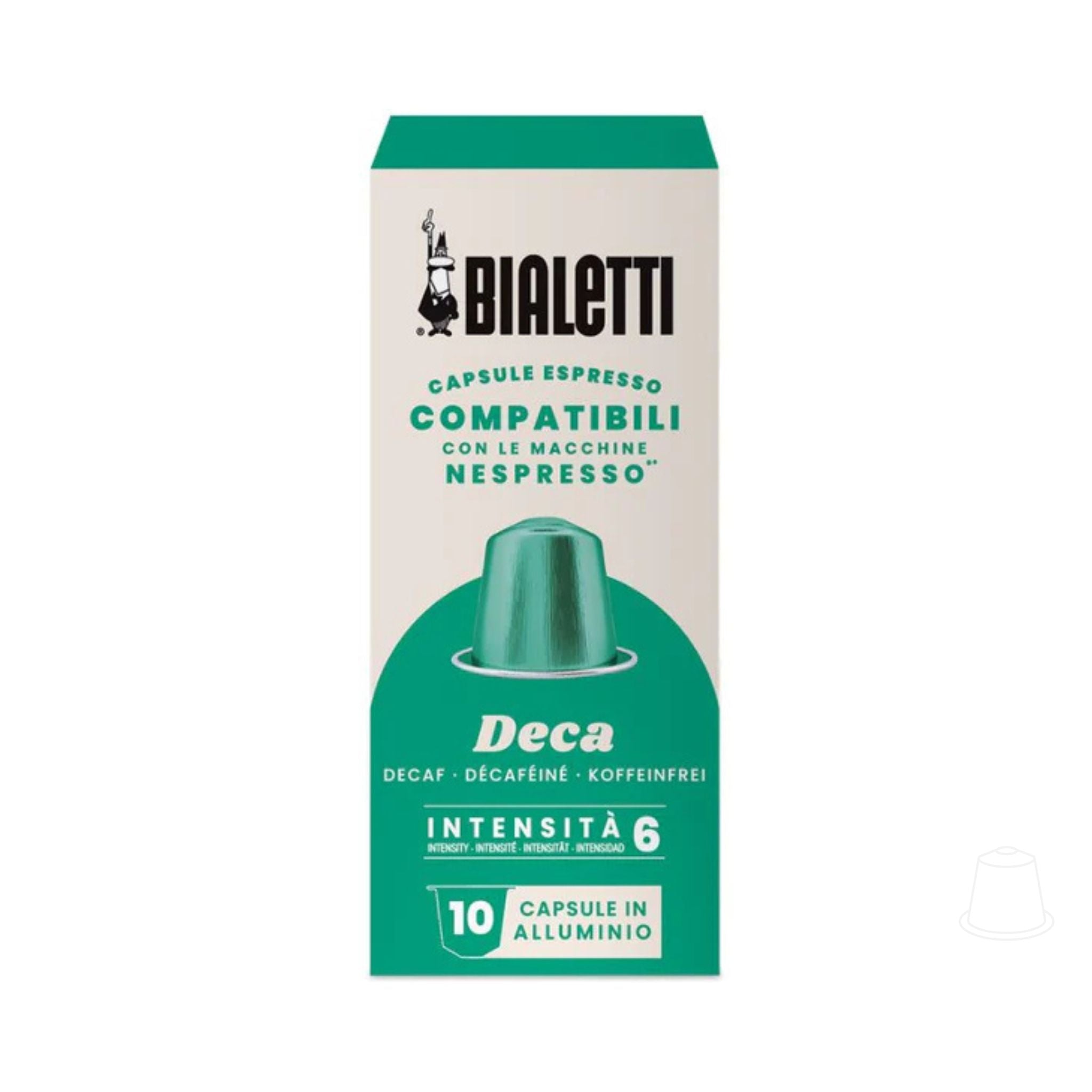 Bialetti Decaf coffee capsules 10 pack Nespresso compatible smooth cocoa notes low acidity Garden State Singapore B2B coffee supply