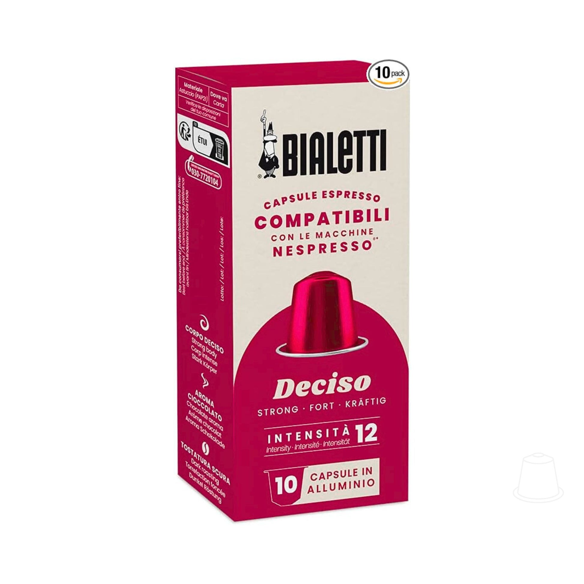 Bialetti Deciso Nespresso compatible coffee capsules 10 pack strong robusta espresso for offices horeca and maritime supply Singapore Garden State
