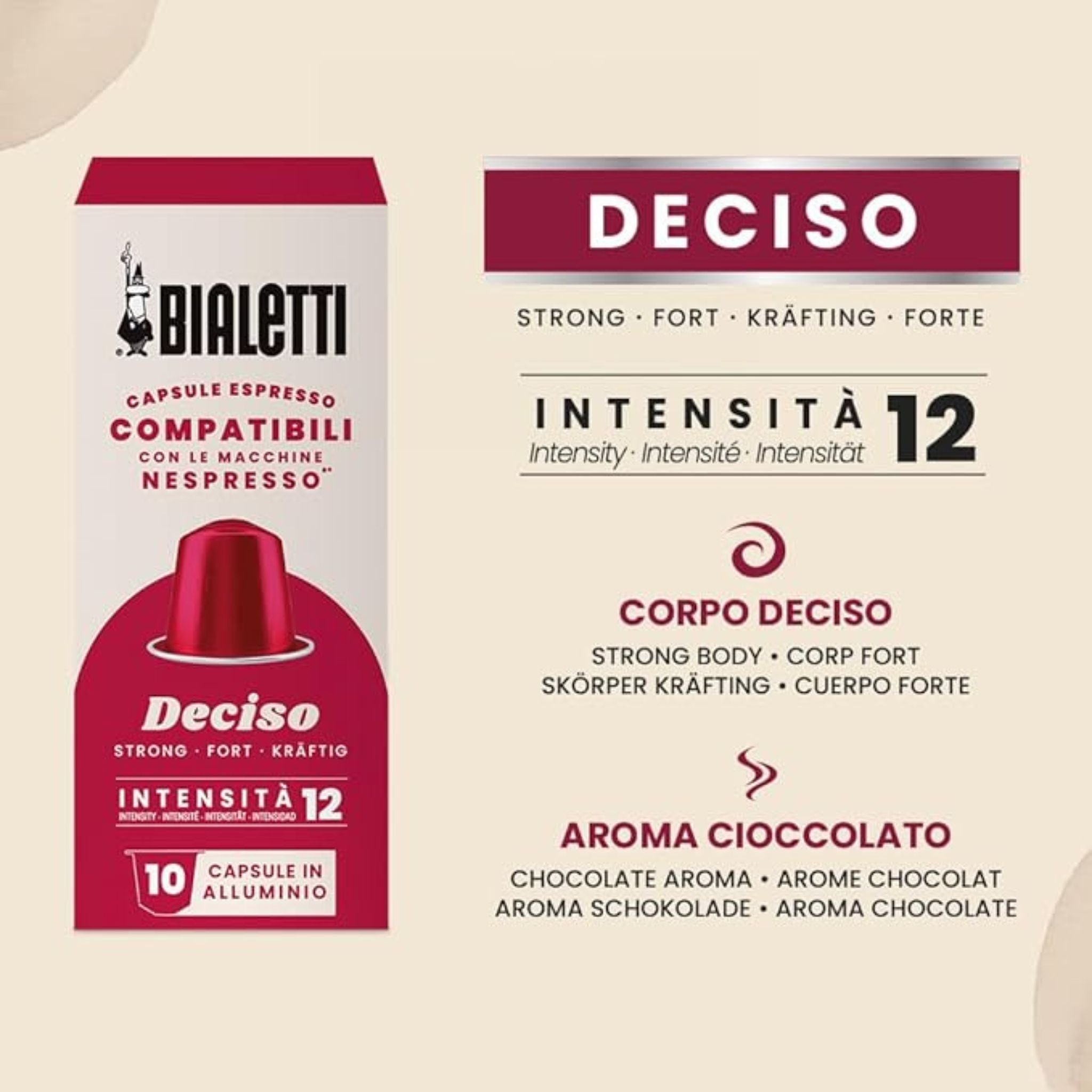 Bialetti Deciso Nespresso compatible coffee capsules 10 pack strong robusta espresso for offices horeca and maritime supply Singapore Garden State