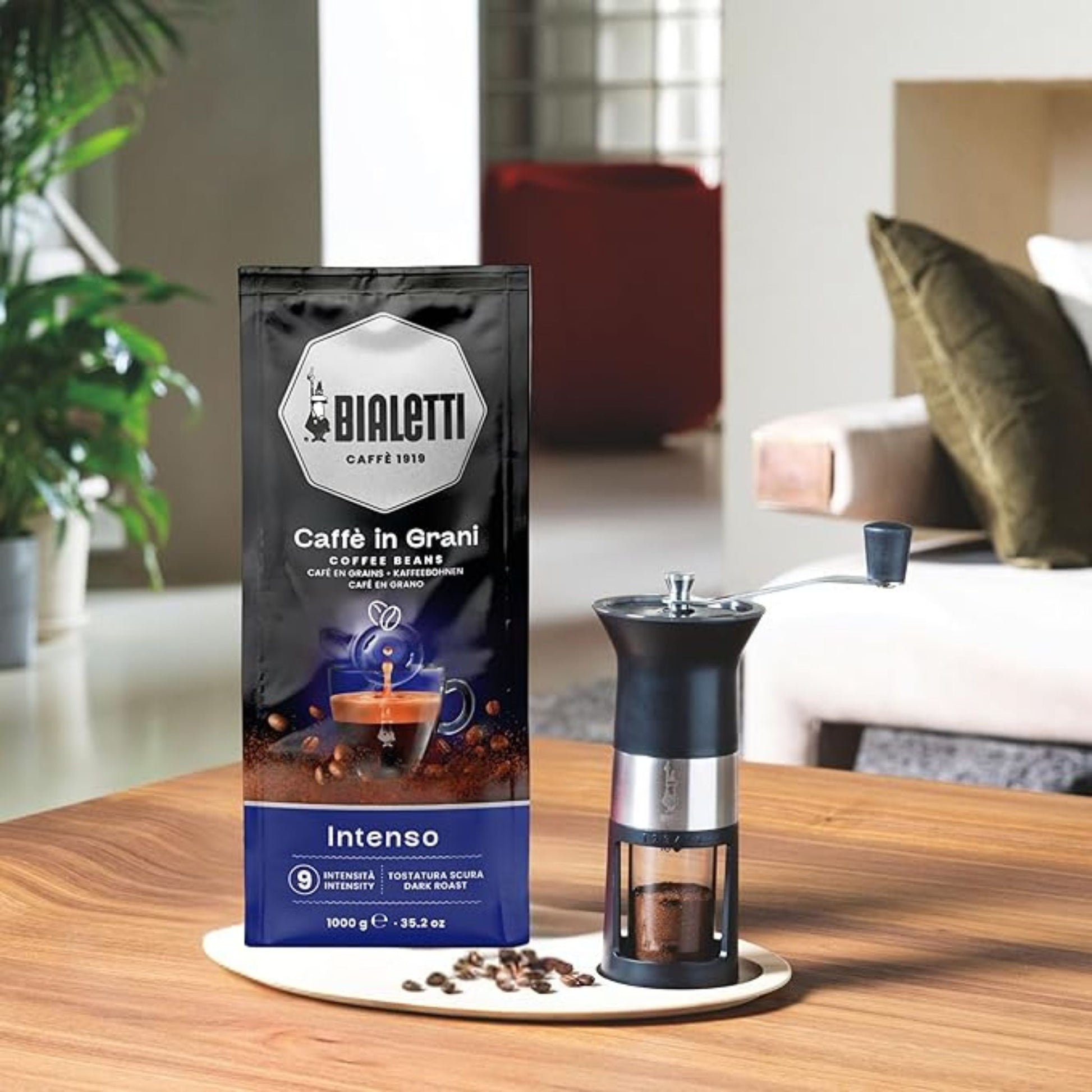 bialetti intenso whole coffee beans 1kg bag strong espresso medium dark roast arabica robusta blend for automatic coffee machines singapore