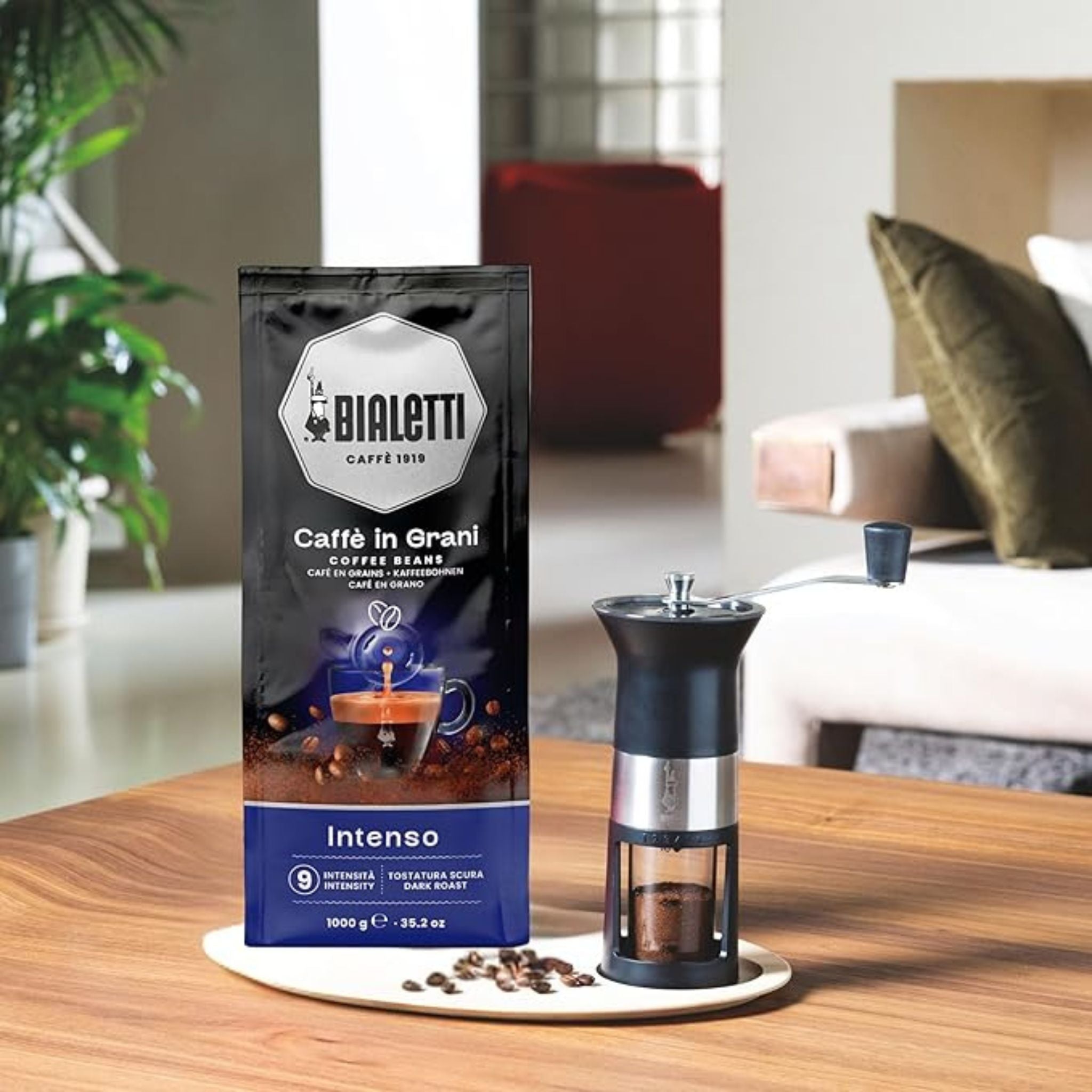 bialetti intenso whole coffee beans 1kg bag strong espresso medium dark roast arabica robusta blend for automatic coffee machines singapore