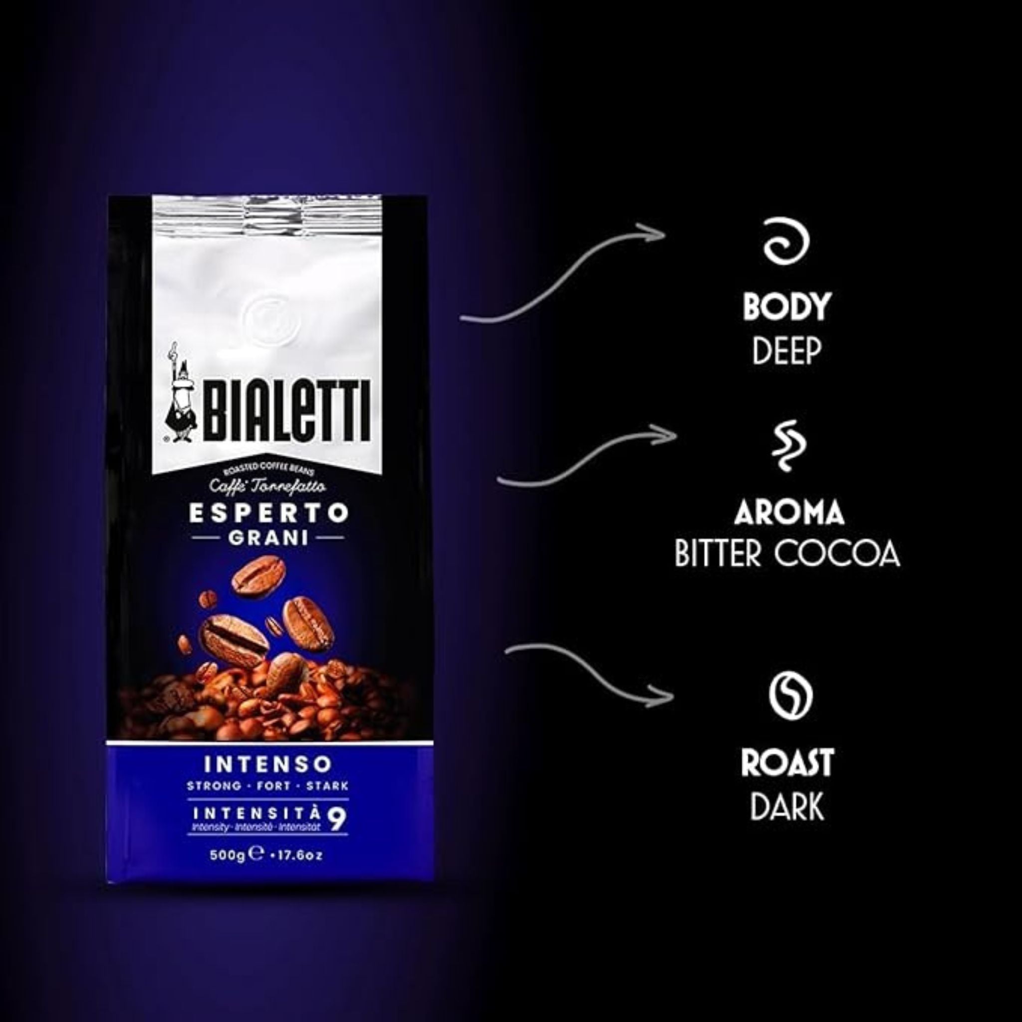 bialetti intenso whole coffee beans 1kg bag strong espresso medium dark roast arabica robusta blend for automatic coffee machines singapore