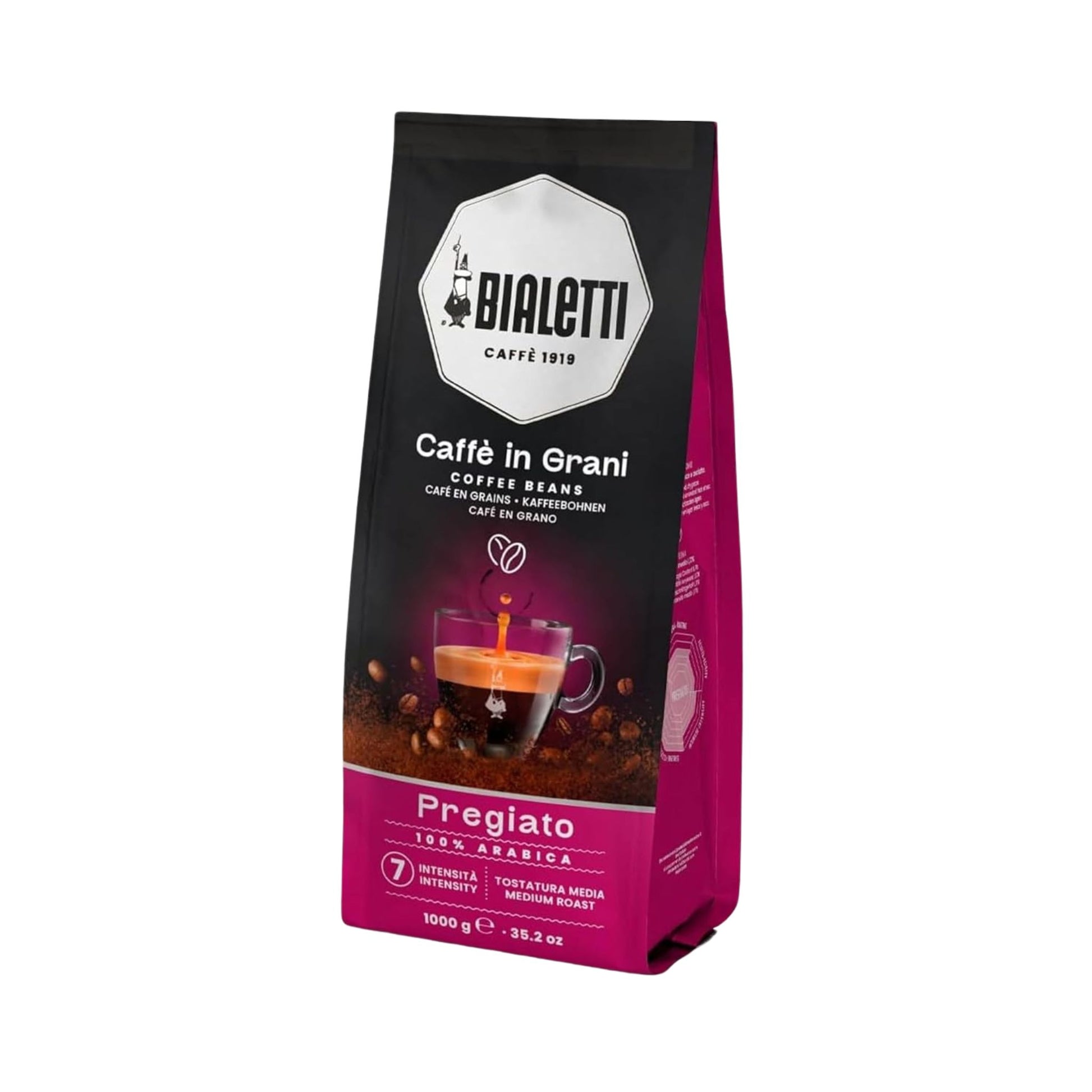 Bialetti Delicato whole coffee beans 1kg medium roast intensity 7 Arabica blend smooth floral coffee Singapore office use