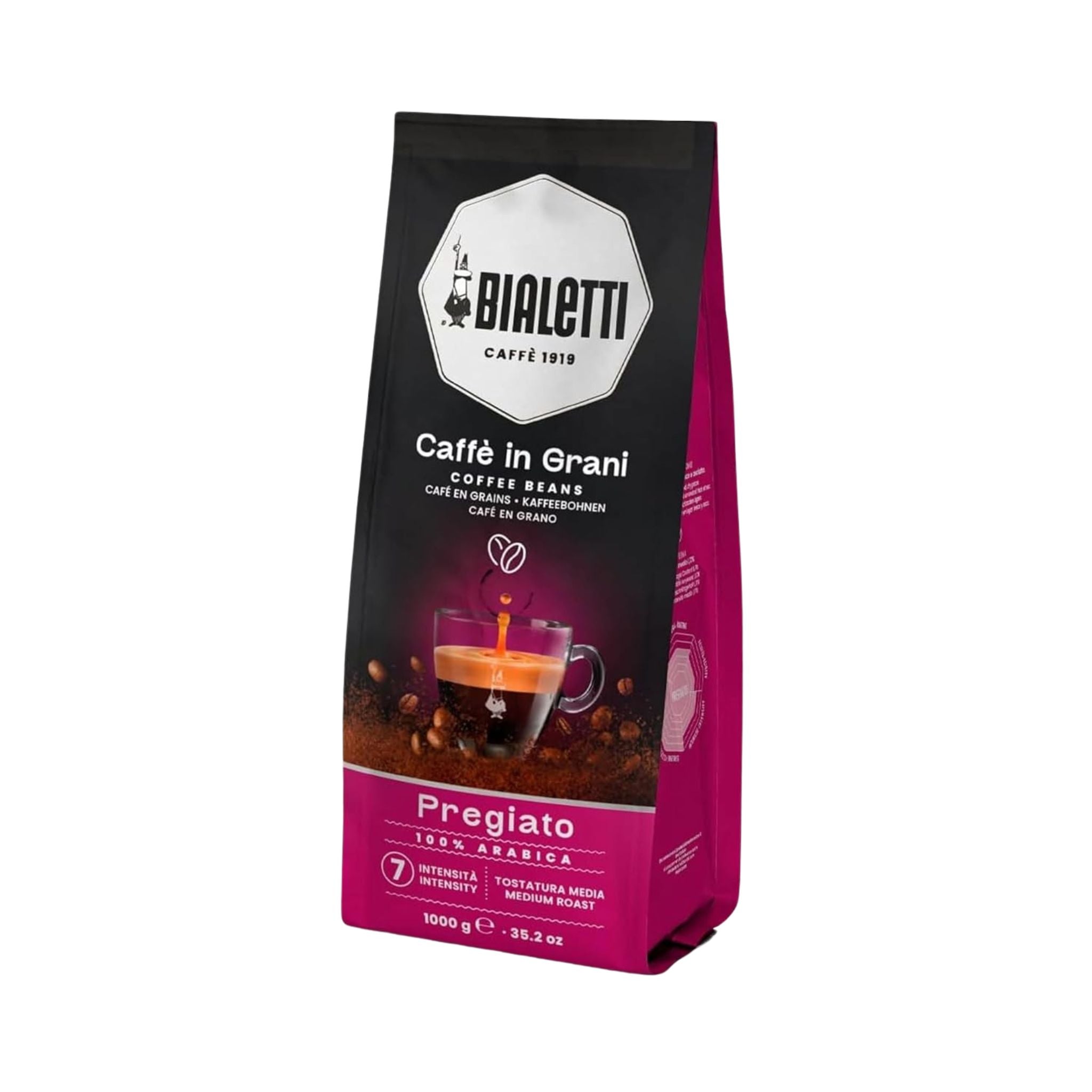 Bialetti Delicato whole coffee beans 1kg medium roast intensity 7 Arabica blend smooth floral coffee Singapore office use