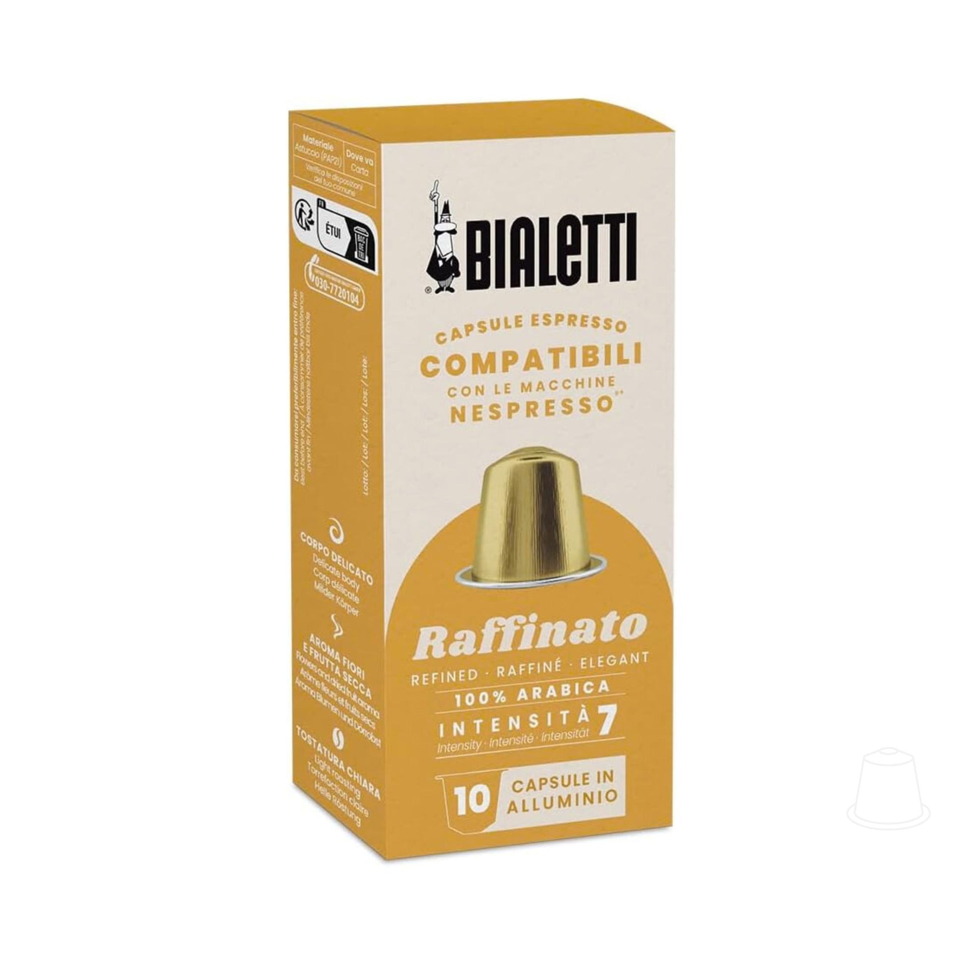 Bialetti Raffinato coffee capsules 10 pack Nespresso compatible smooth chocolate fruity notes medium roast Garden State Singapore B2B coffee supply
