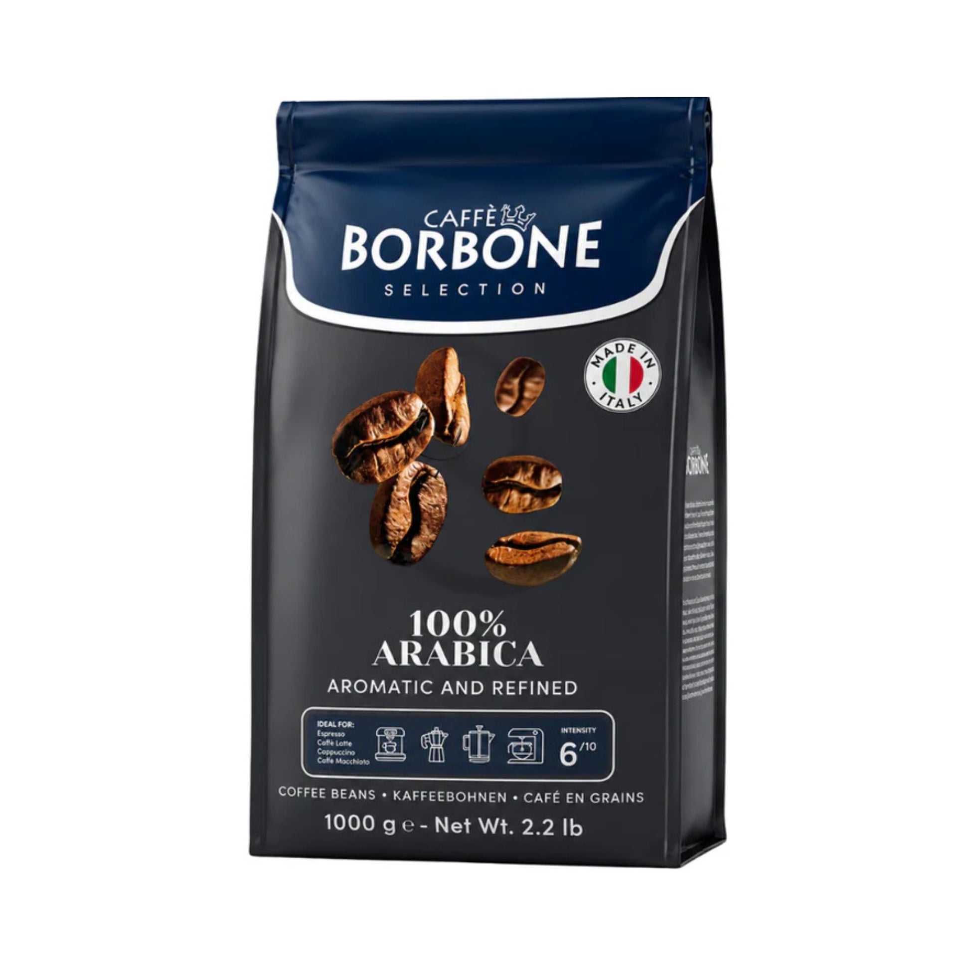 Caffè Borbone 100% Arabica Whole Coffee Beans 1kg for bean to cup machines, office pantry, workplace coffee solutions, hospitality and foodservice operations.