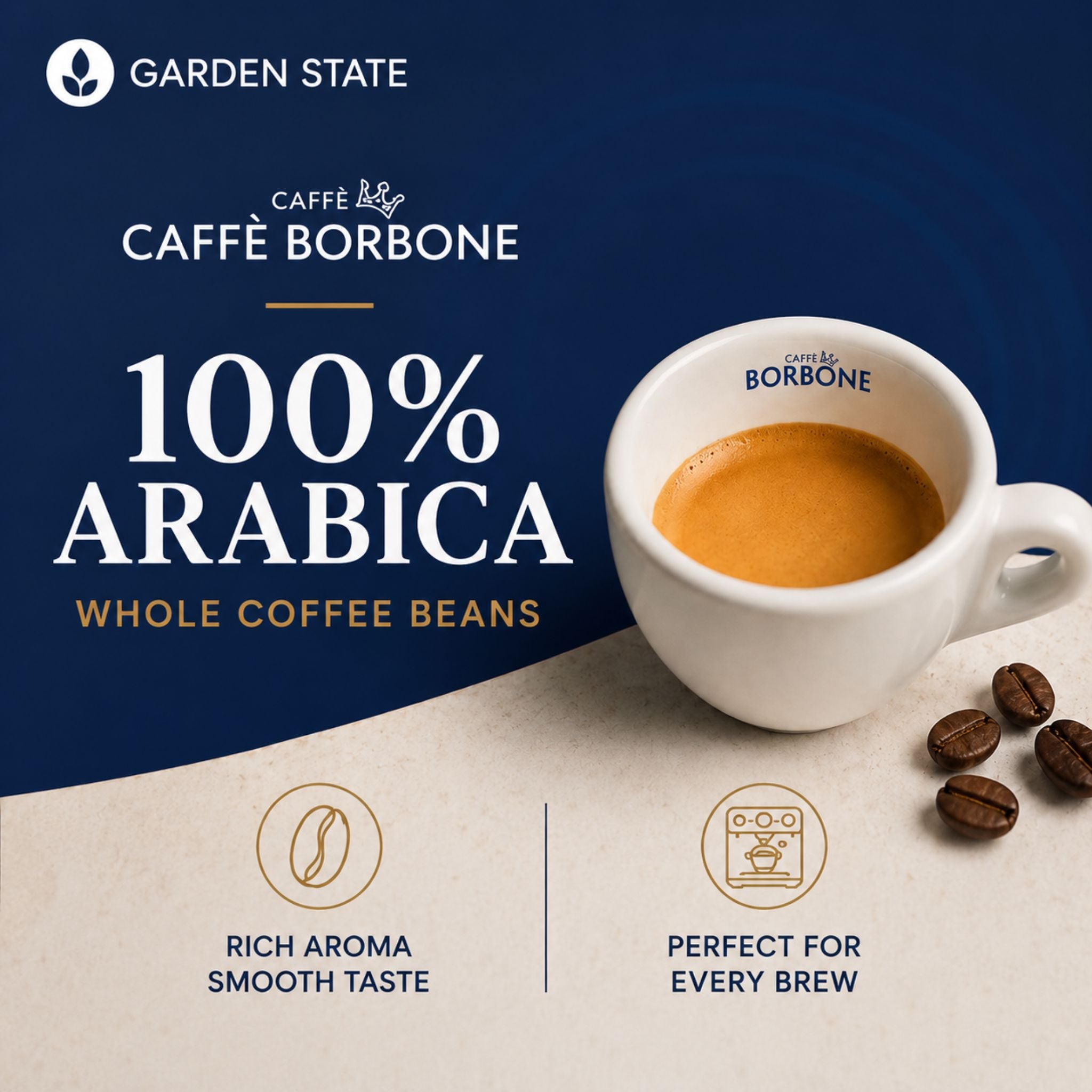 Caffè Borbone 100% Arabica Whole Coffee Beans 1kg for bean to cup machines, office pantry, workplace coffee solutions, hospitality and foodservice operations.