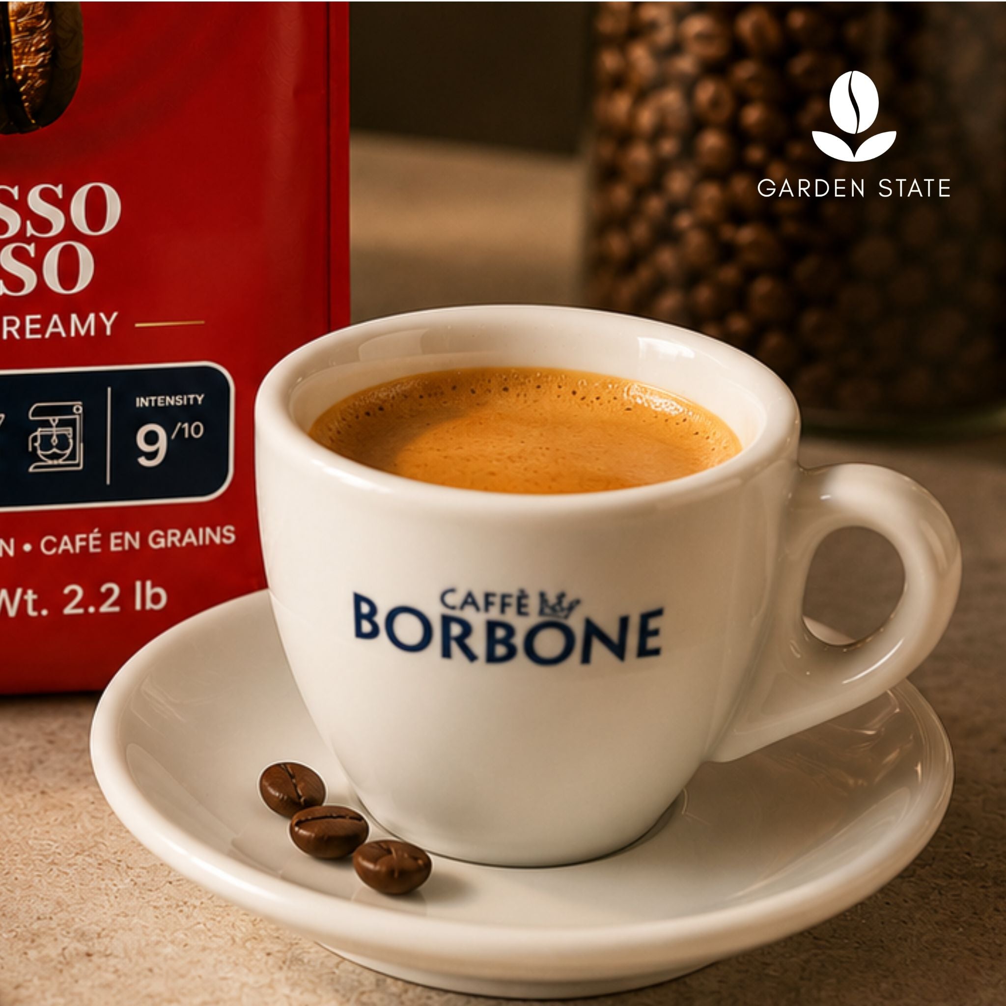Caffè Borbone Espresso Intenso 1kg whole coffee beans for co-working spaces, corporate offices, hotels, executive lounges and commercial bean-to-cup coffee machines.