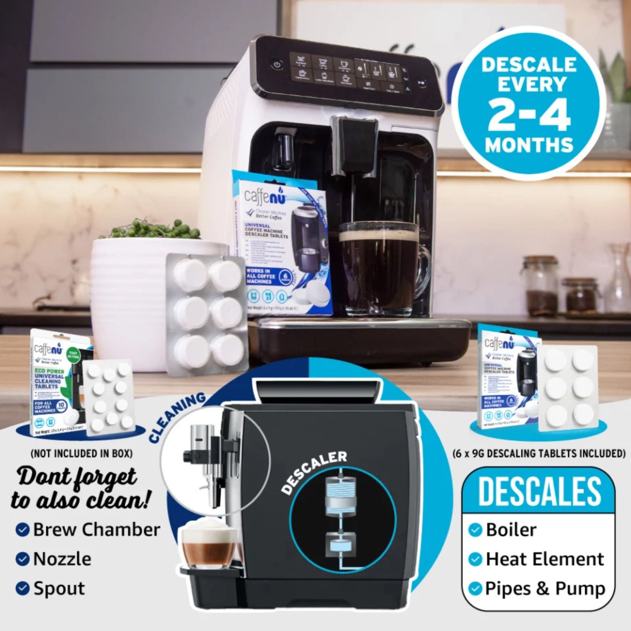 Caffenu Universal Coffee Machine Descaler Tablets (6x)