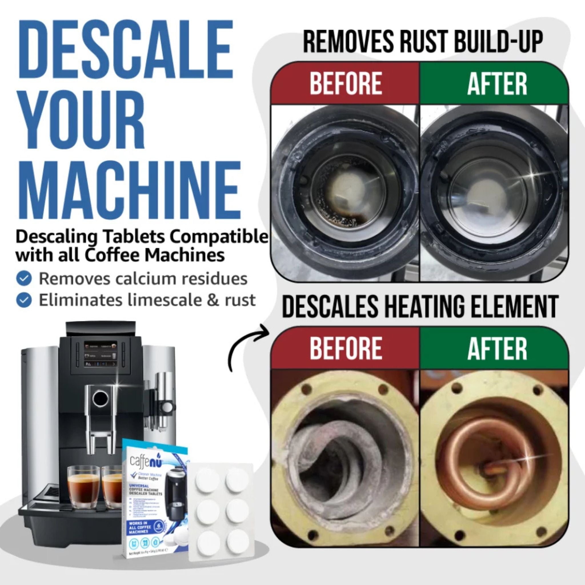 Caffenu Universal Coffee Machine Descaler Tablets (6x)