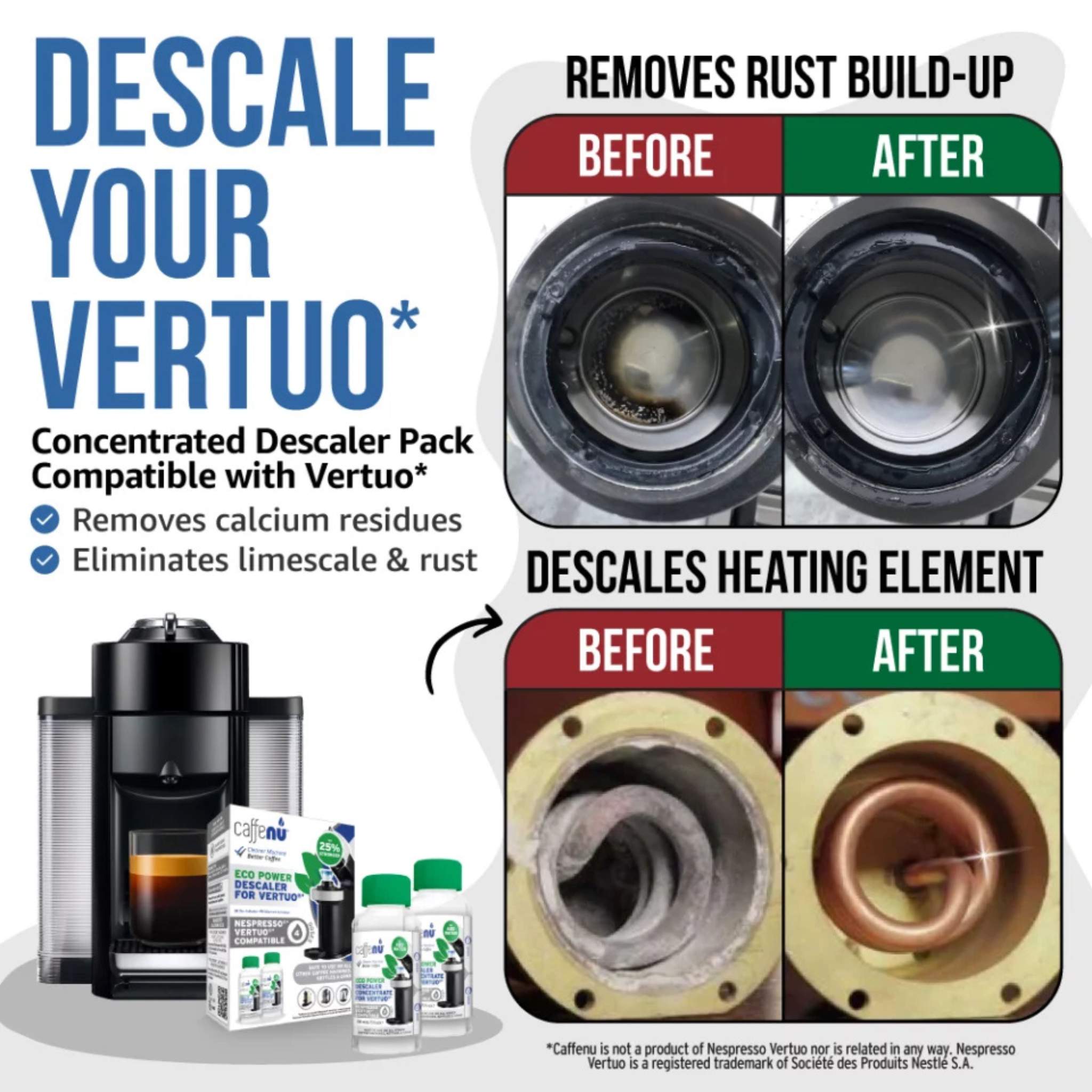 Caffenu Eco Power Descaler for Nespresso Vertuo Line