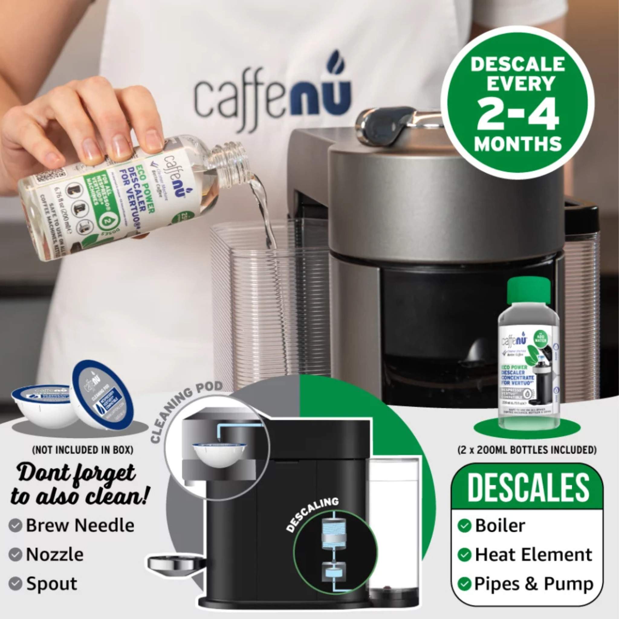 Caffenu Eco Power Descaler for Nespresso Vertuo Line