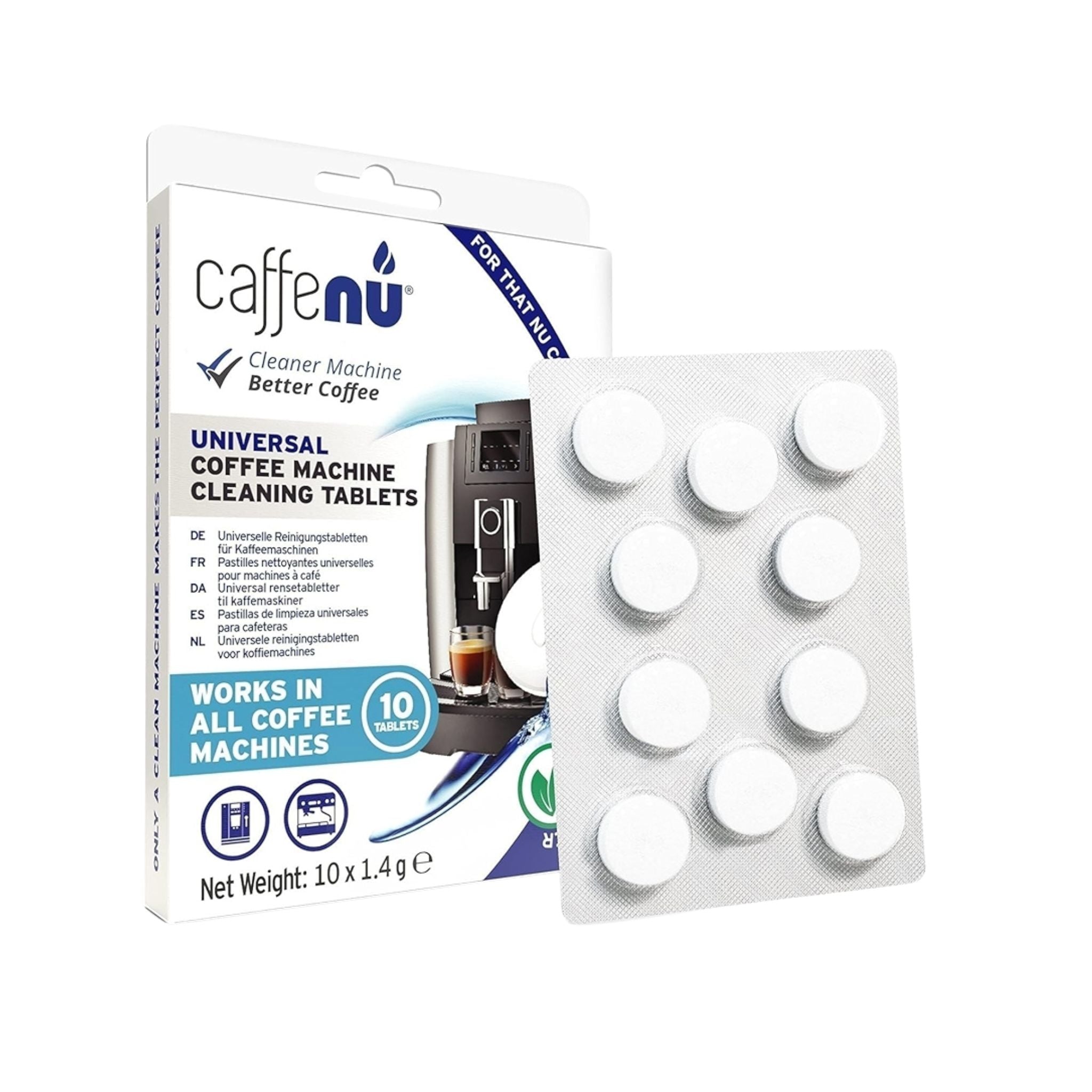 gardenstate Caffenu Coffee Machine Cleaning Tablets (100) for commercial espresso, bean-to-cup, and filter brewers — fast-dissolving, eco-friendly formula removes oils and residue