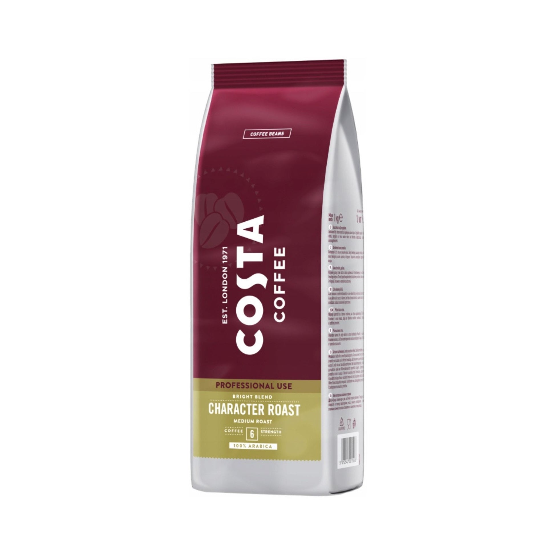 GardenState Costa Coffee Bright Blend Character Roast 1kg medium roast coffee beans, intensity 6/12. 100% Arabica with citrus, caramel and fruity notes. Ideal for espresso, filter or cold brew.