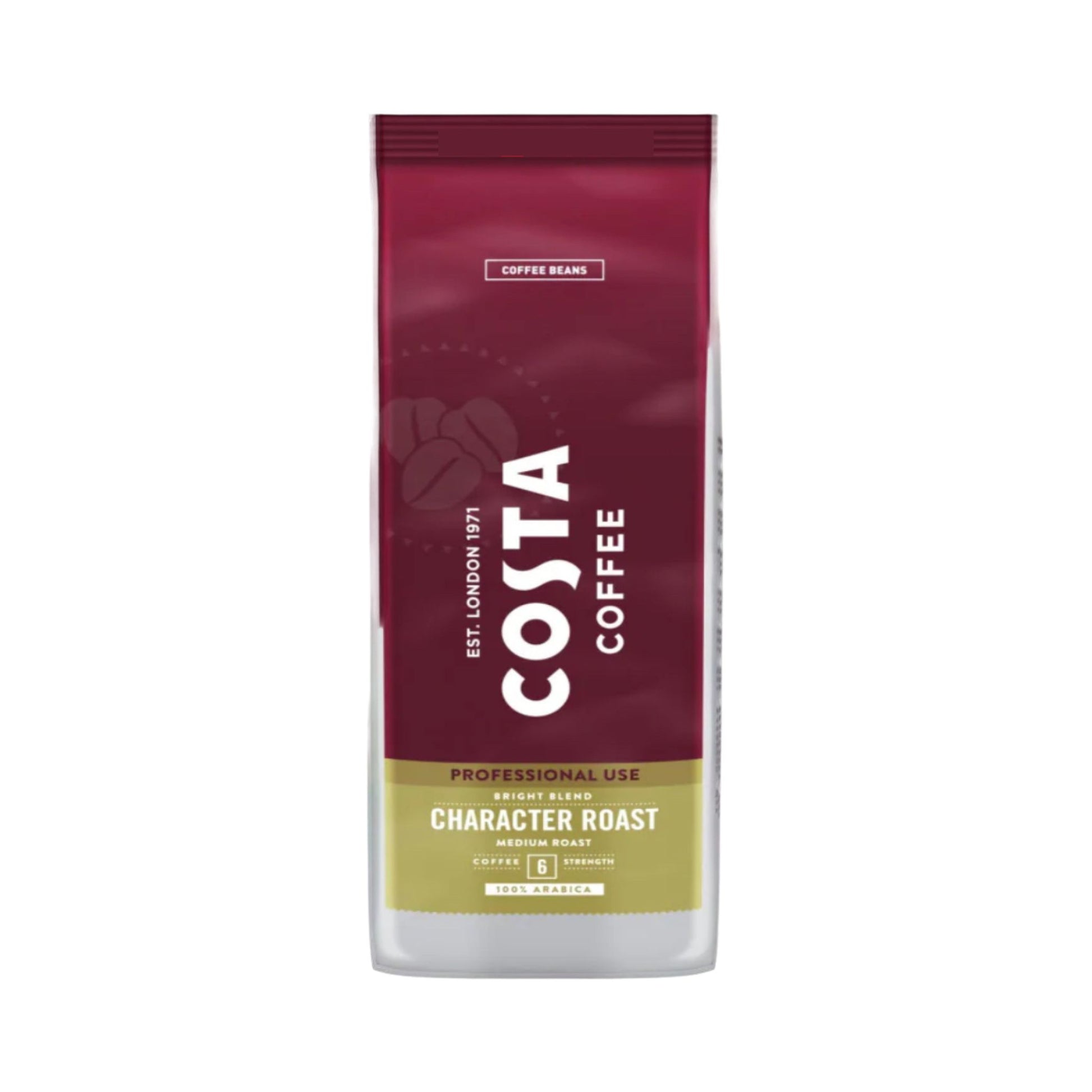 GardenState Costa Coffee Bright Blend Character Roast 1kg medium roast coffee beans, intensity 6/12. 100% Arabica with citrus, caramel and fruity notes. Ideal for espresso, filter or cold brew.