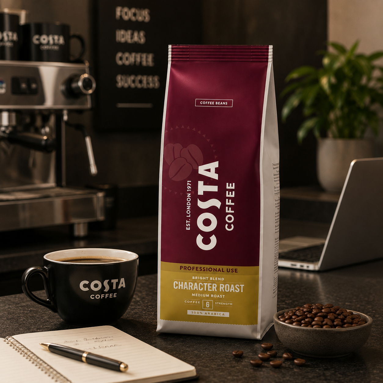 Costa Coffee Bright Blend Character Roast Whole Coffee Beans (1 kg)