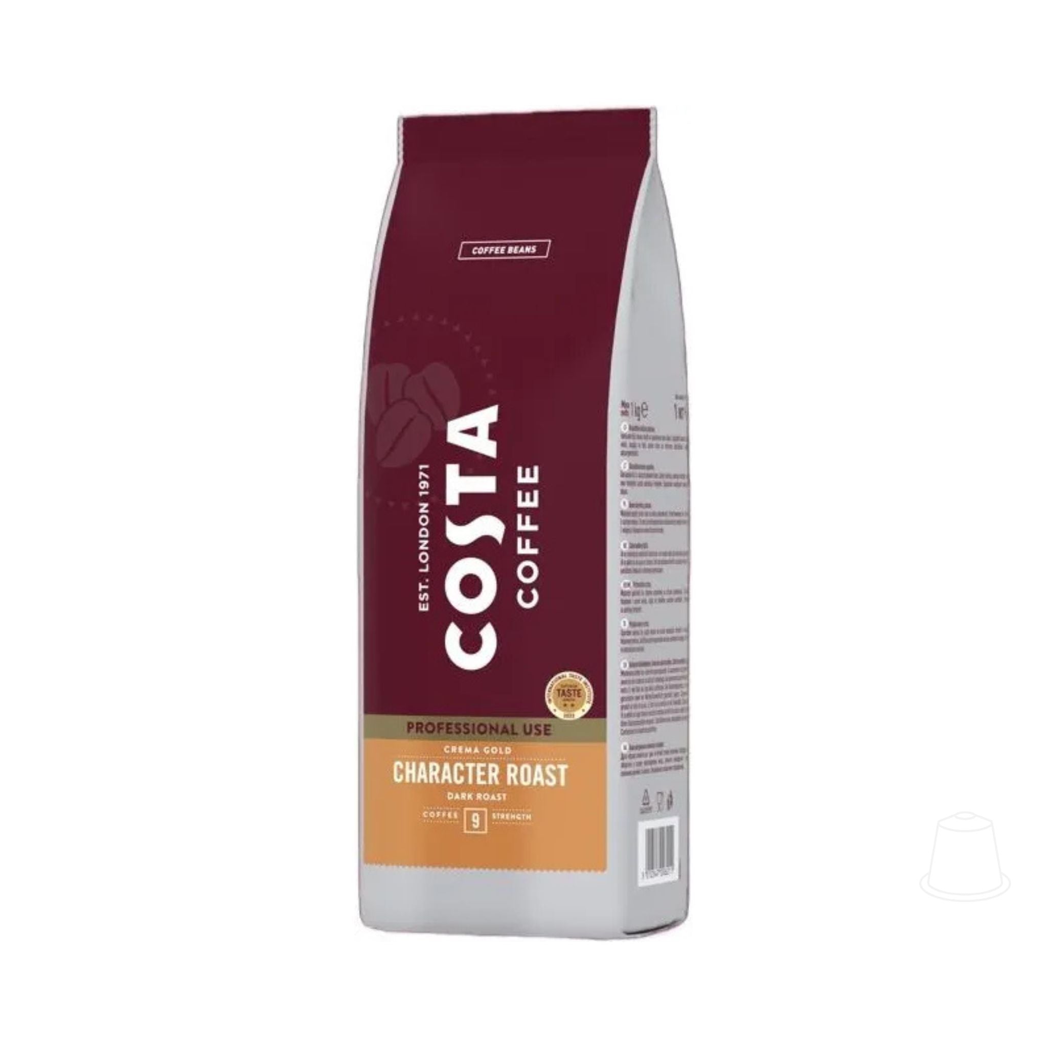 Costa Coffee Professional Crema Gold Dark Roast whole beans 1kg bag for espresso with rich crema and low acidity