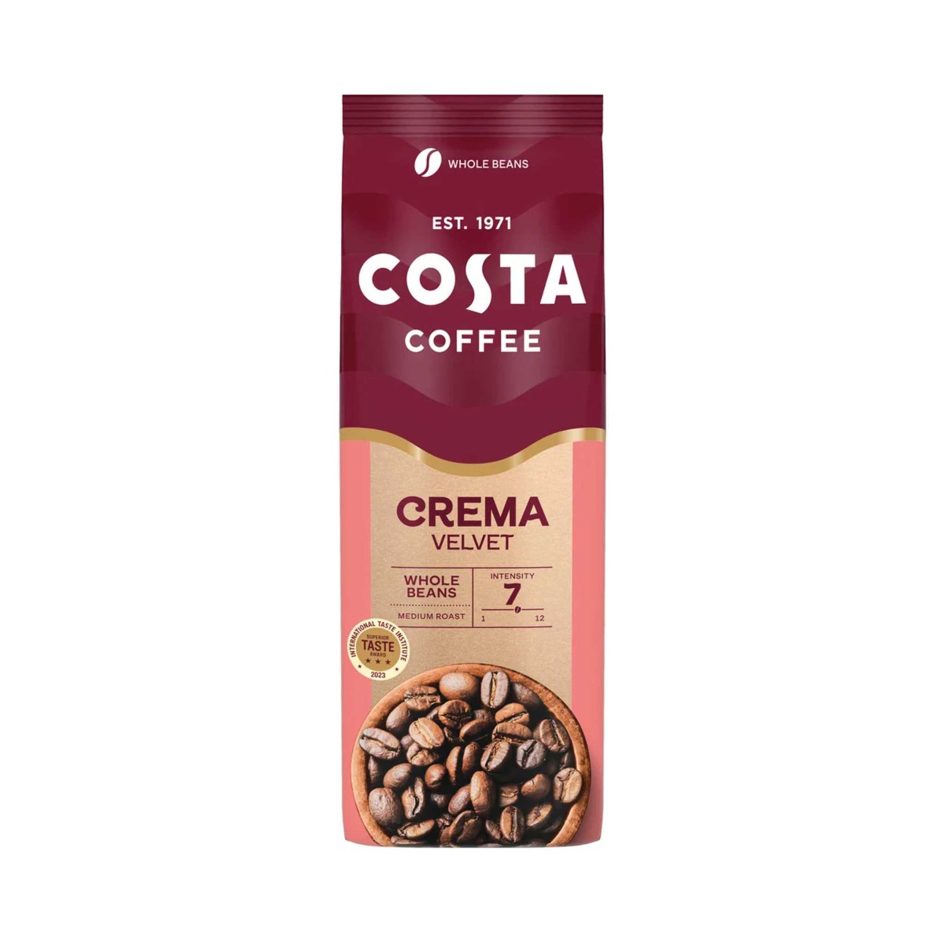 Garden State, Costa Coffee Crema Velvet Whole coffee beans  1kg bag. Wholesale supply Singapore.