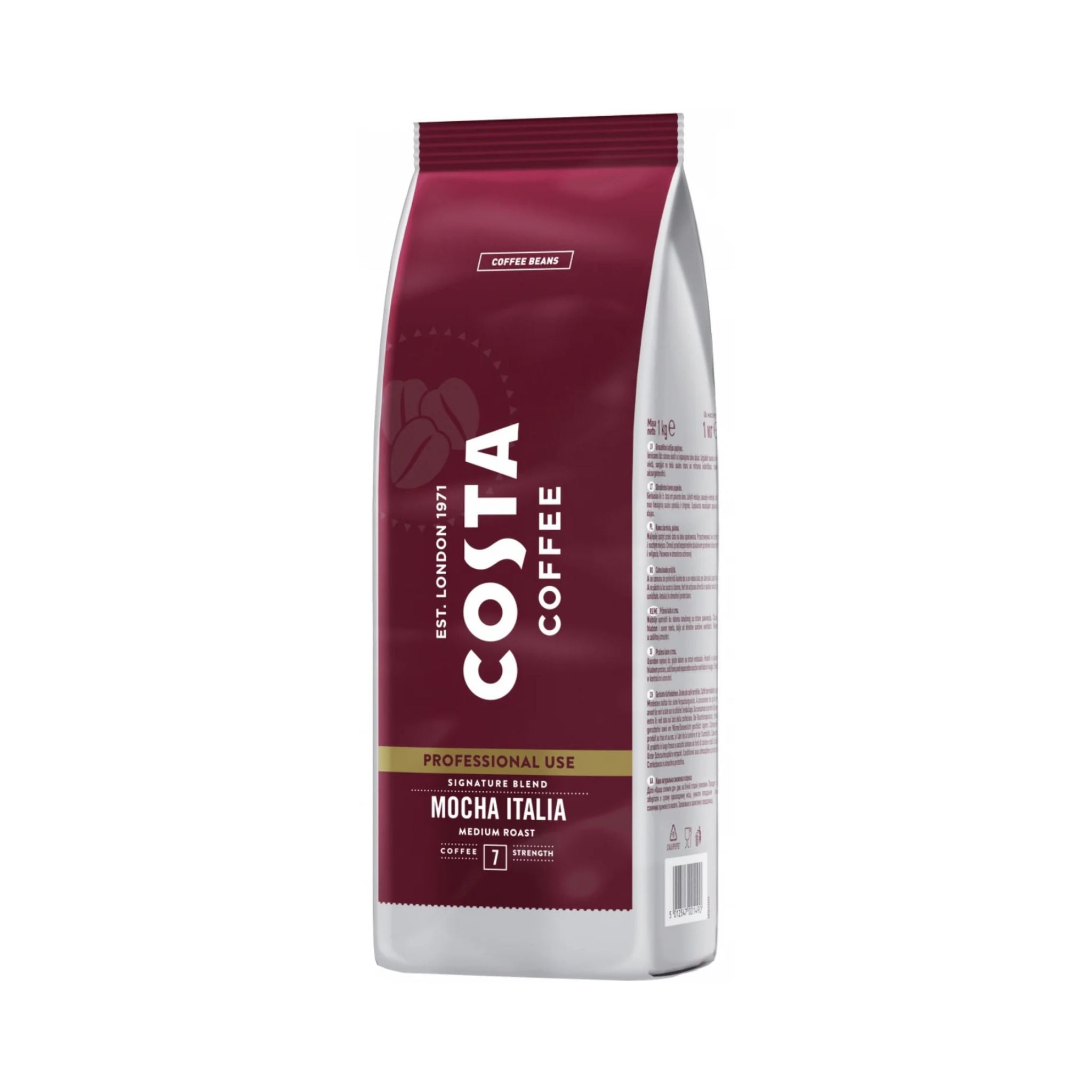 GardenState, Costa Coffee Mocha Italia Medium Roast whole bean coffee (1 kg bag) – smooth and balanced Arabica/Robusta blend with toasty, caramel, nutty notes, ideal for espresso and milk coffees