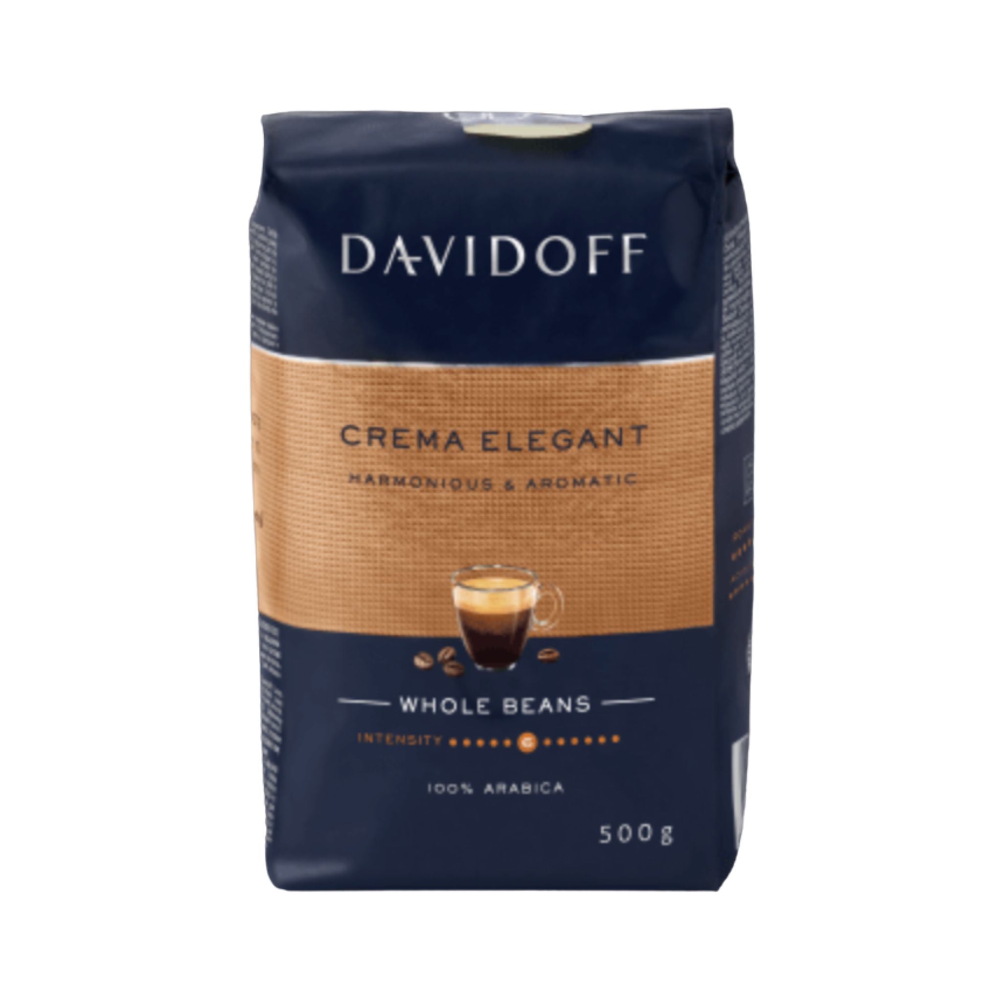 GardenState, Davidoff Crema Elegant Whole Beans 500g – 100% Arabica coffee with smooth, creamy texture and aromatic notes of chocolate and nuts. Perfect for espresso and milk-based drinks like cappuccinos