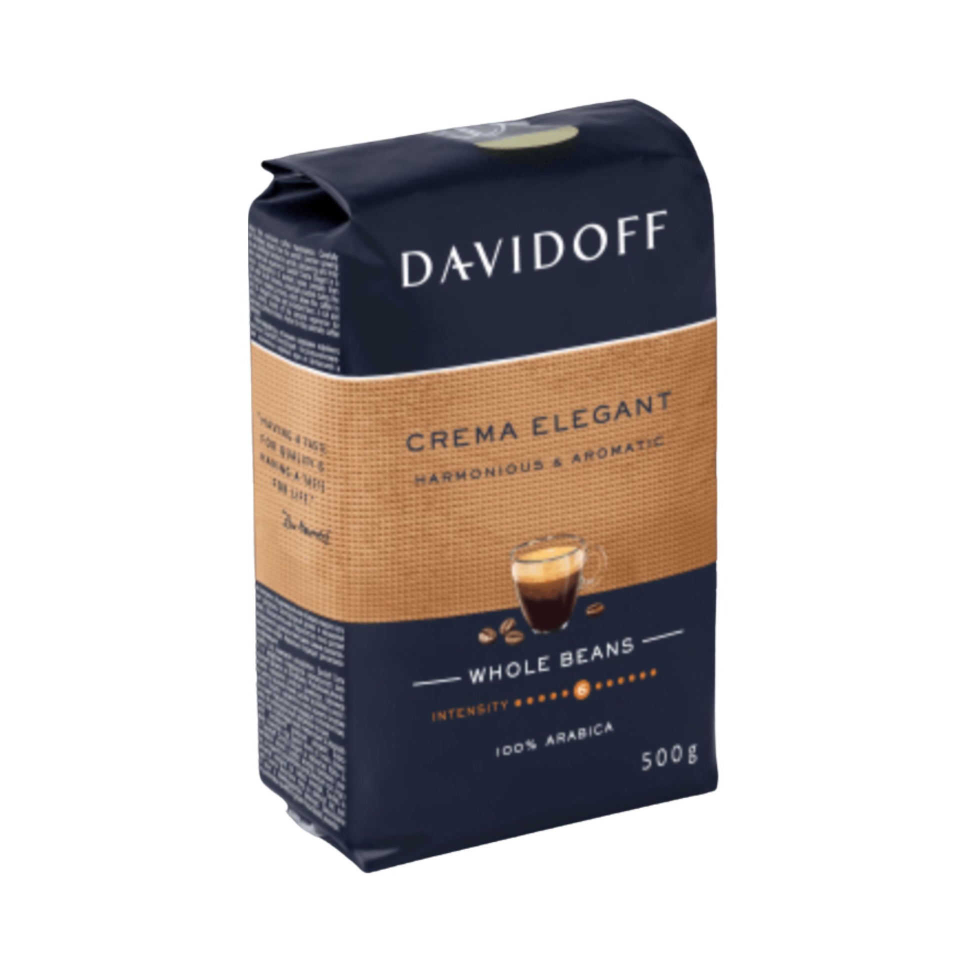 GardenState, Davidoff Crema Elegant Whole Beans 500g – 100% Arabica coffee with smooth, creamy texture and aromatic notes of chocolate and nuts. Perfect for espresso and milk-based drinks like cappuccinos.