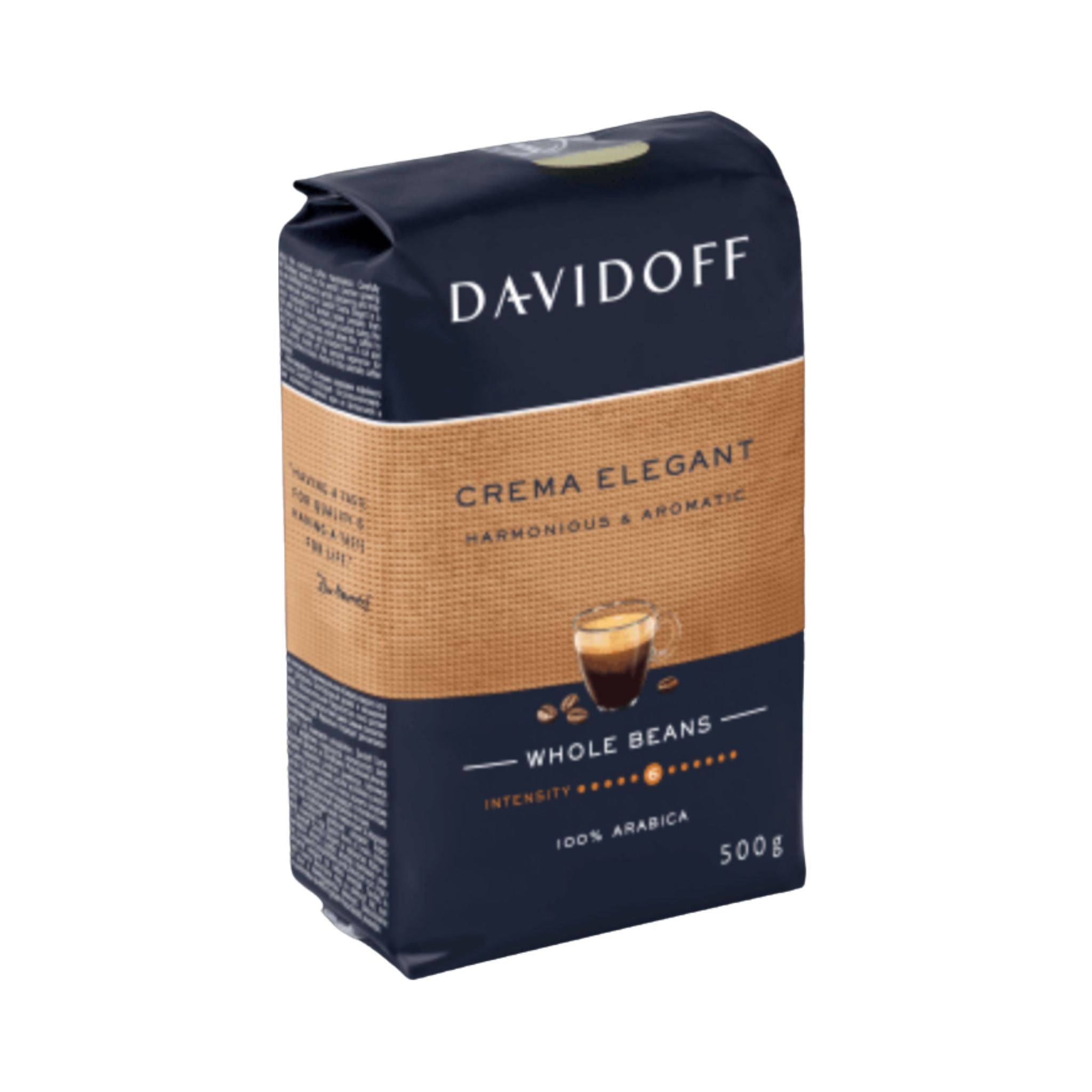 GardenState, Davidoff Crema Elegant Whole Beans 500g – 100% Arabica coffee with smooth, creamy texture and aromatic notes of chocolate and nuts. Perfect for espresso and milk-based drinks like cappuccinos.