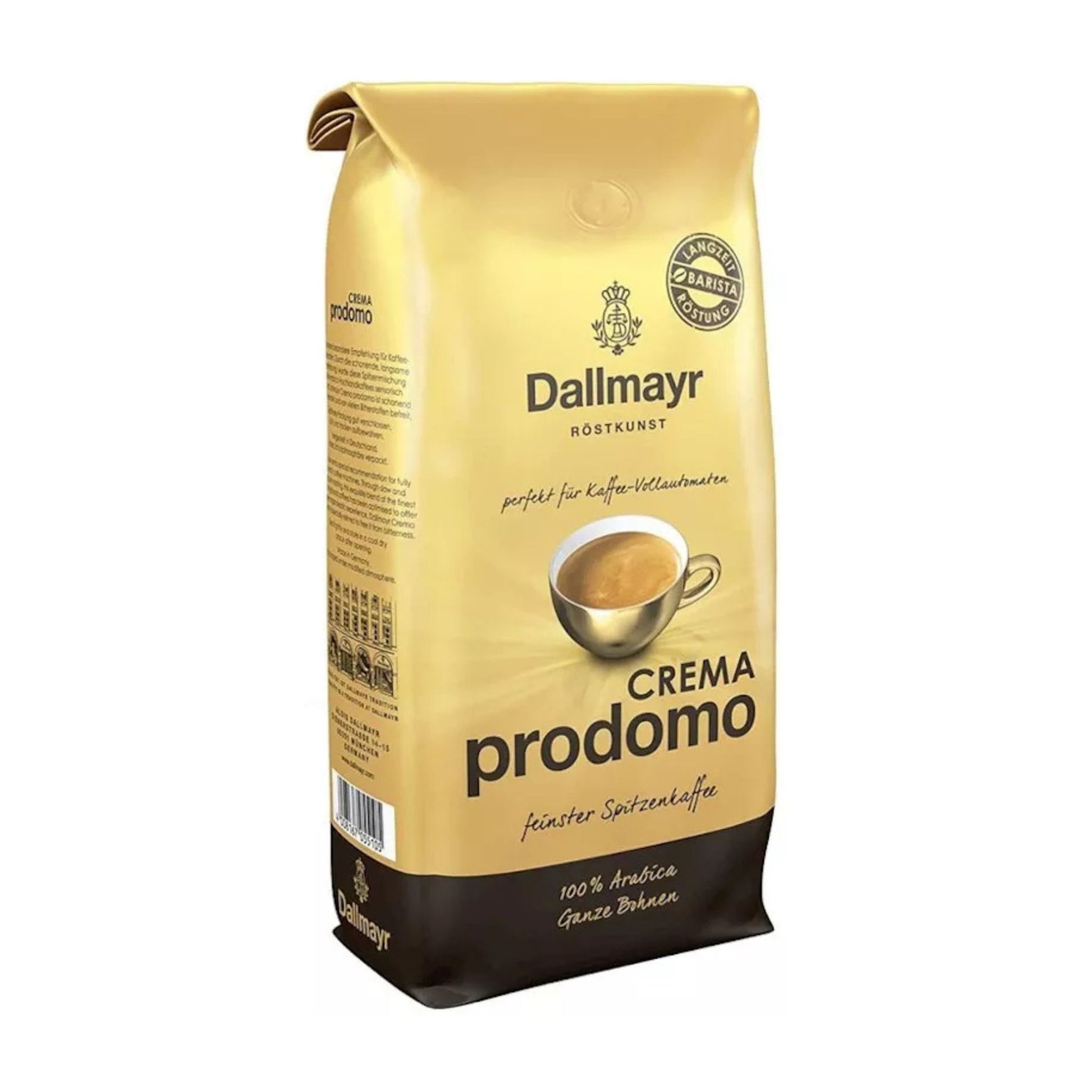 GardenState, Dallmayr Crema Prodomo 1KG whole bean coffee – 100% Arabica blend, low acidity, medium roast, ideal for fully automatic coffee machines, roasted in Germany.