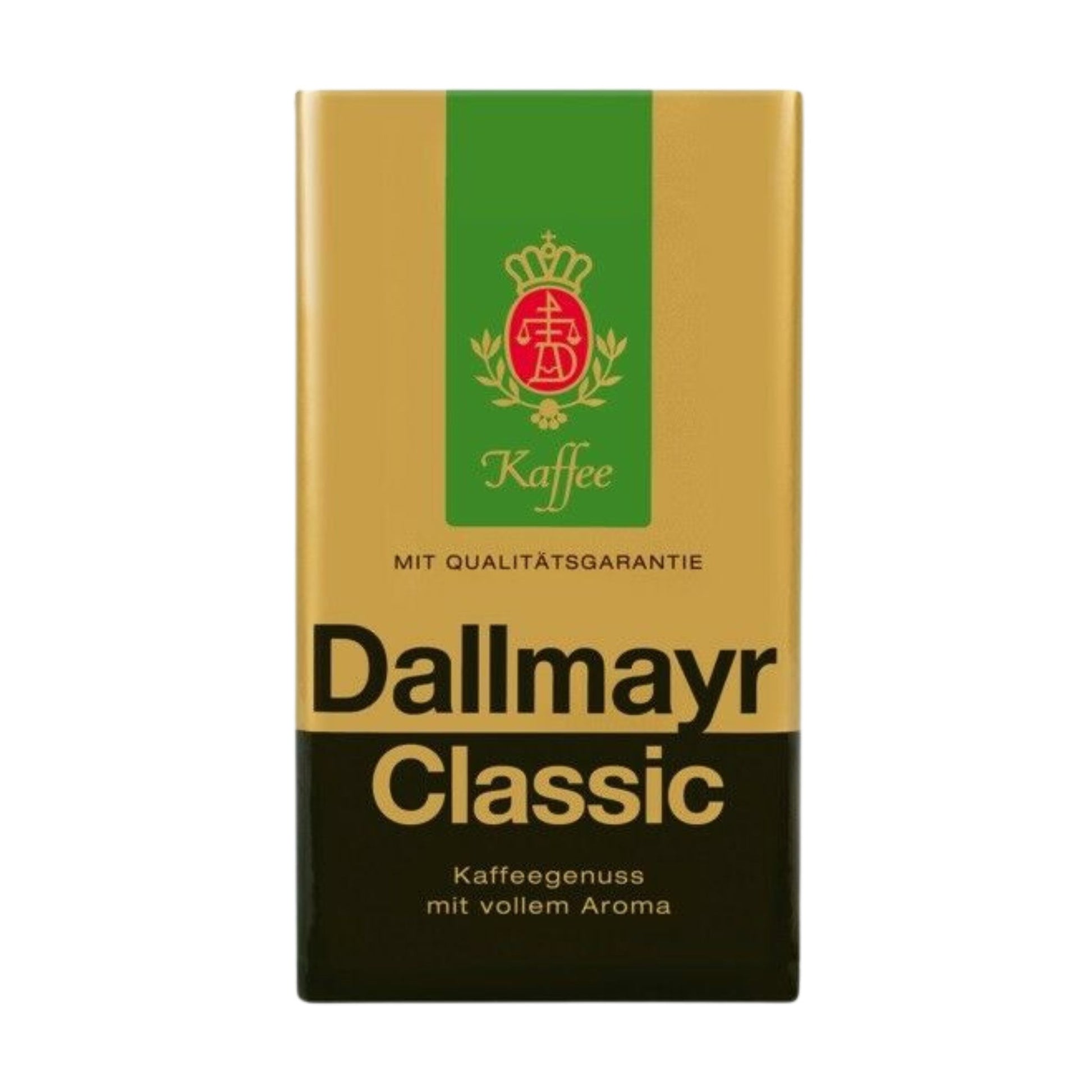 GardenState, Dallmayr Classic Ground Coffee 500g, medium roast, intensity 6/10. Smooth, mild blend of Arabica and Robusta. Roasted in Germany. Ideal for professional and home brewing.