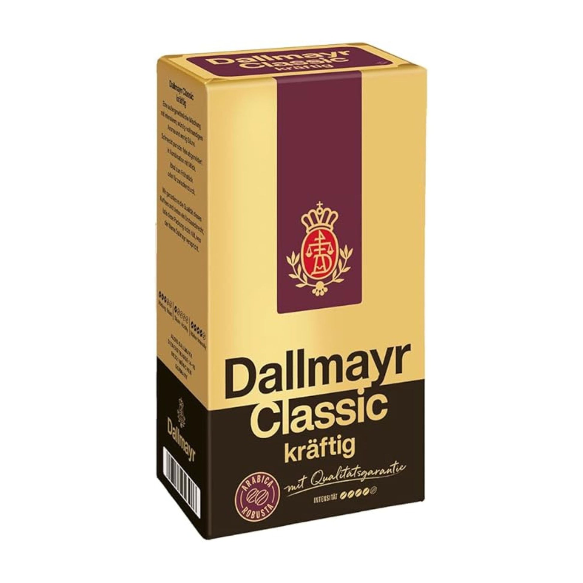 GardenState, Dallmayr Classic Strong Ground Coffee 500g – bold 8/10 intensity blend of Arabica and Robusta with full-bodied flavor and low acidity, ideal for office and hospitality use.