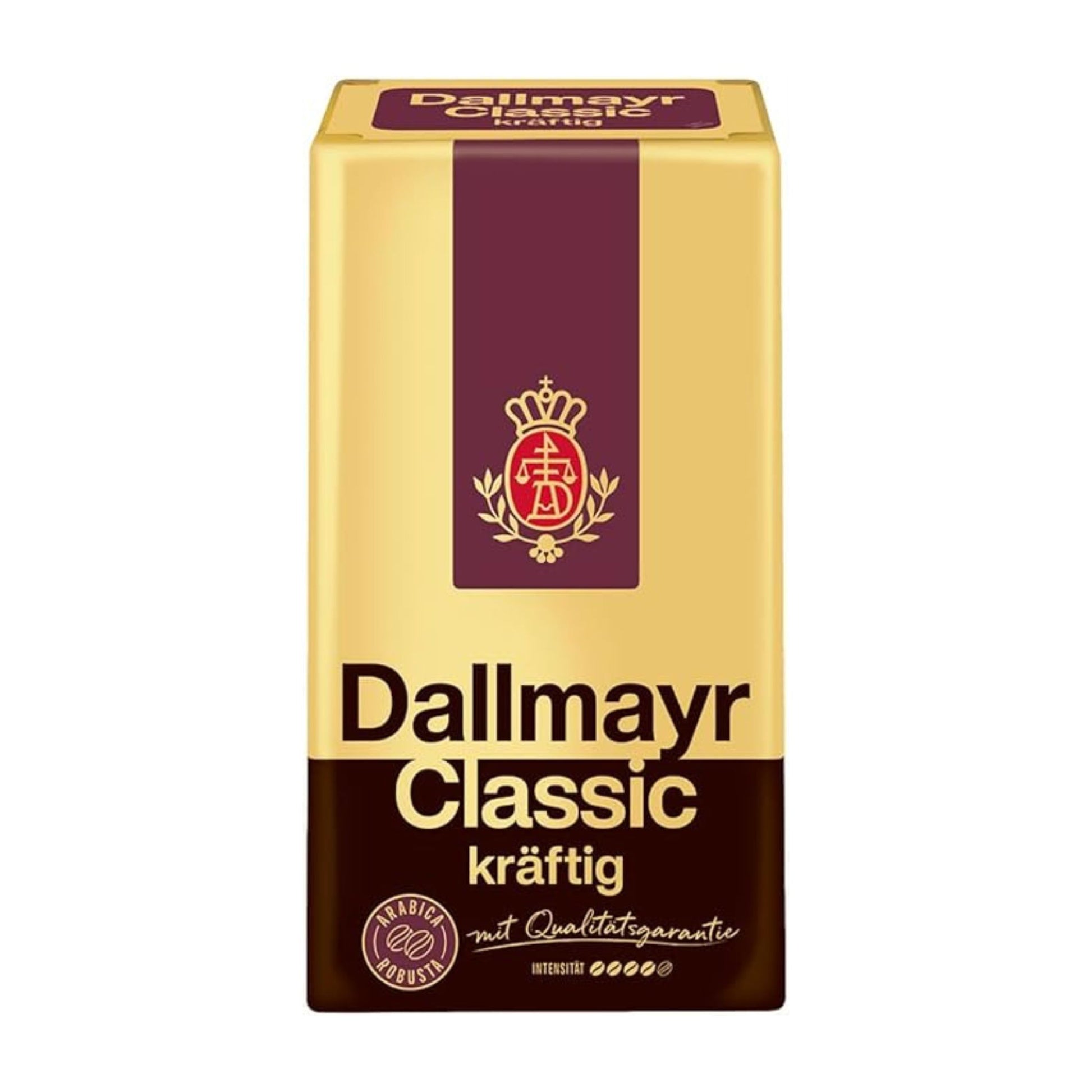 GardenState, Dallmayr Classic Strong Ground Coffee 500g – bold 8/10 intensity blend of Arabica and Robusta with full-bodied flavor and low acidity, ideal for office and hospitality use.