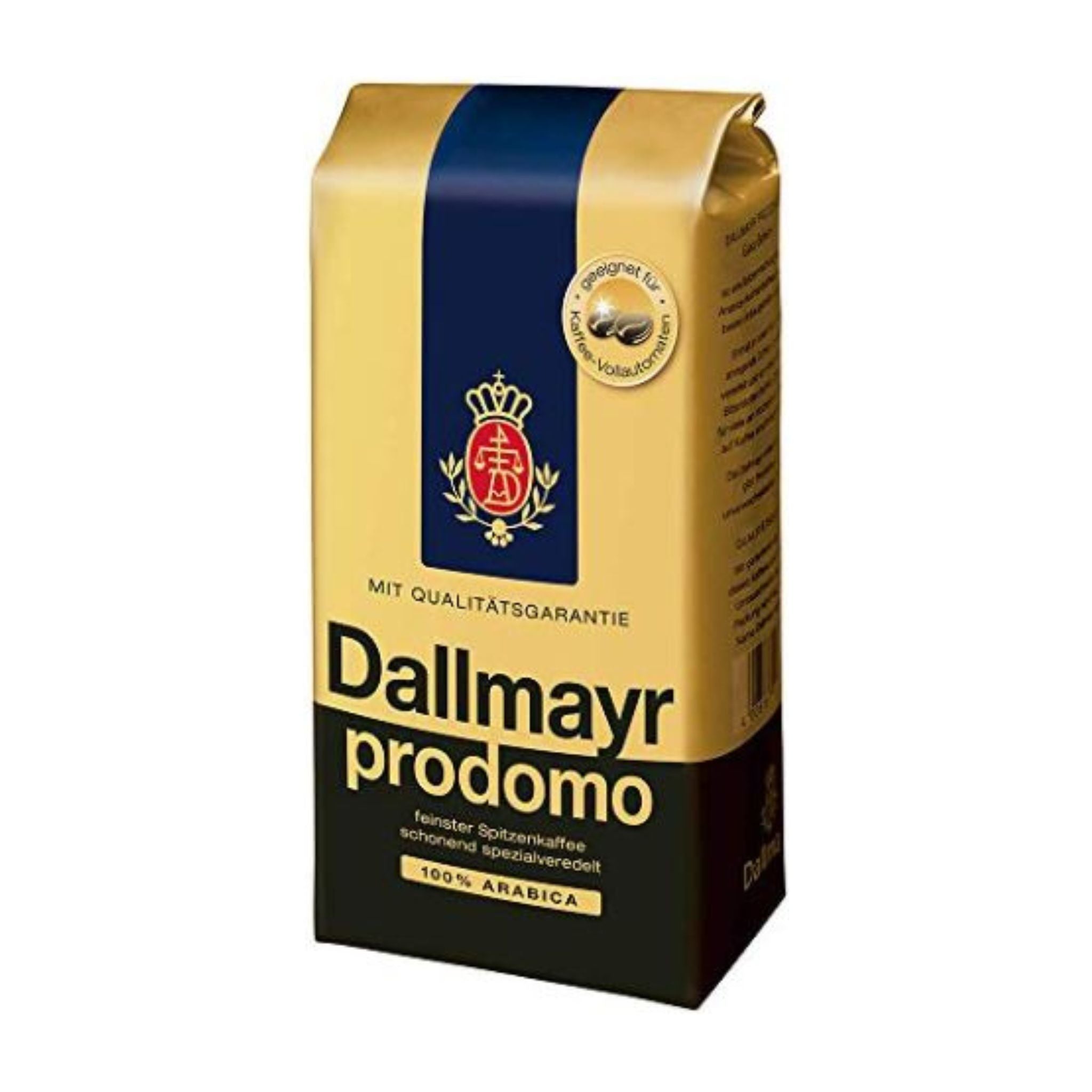 GardenState, Bag of authentic Dallmayr Prodomo 500g whole coffee beans, 100% Arabica, medium roast, intensity 6/10, premium German coffee. Fast delivery.