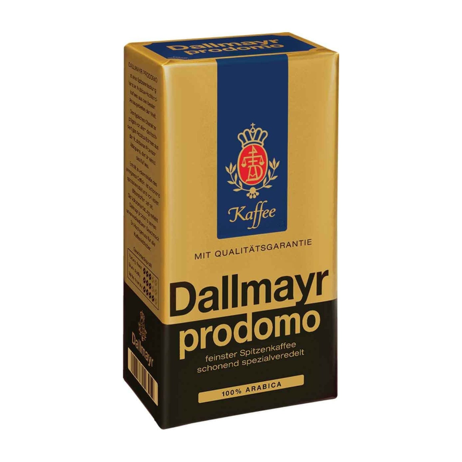GardenState, Dallmayr Prodomo Roast & Ground Coffee 500g, 100% Arabica, medium roast, intensity 6/10. Smooth and full-flavored, roasted in Germany. Ideal for cafés, offices, and premium retail.