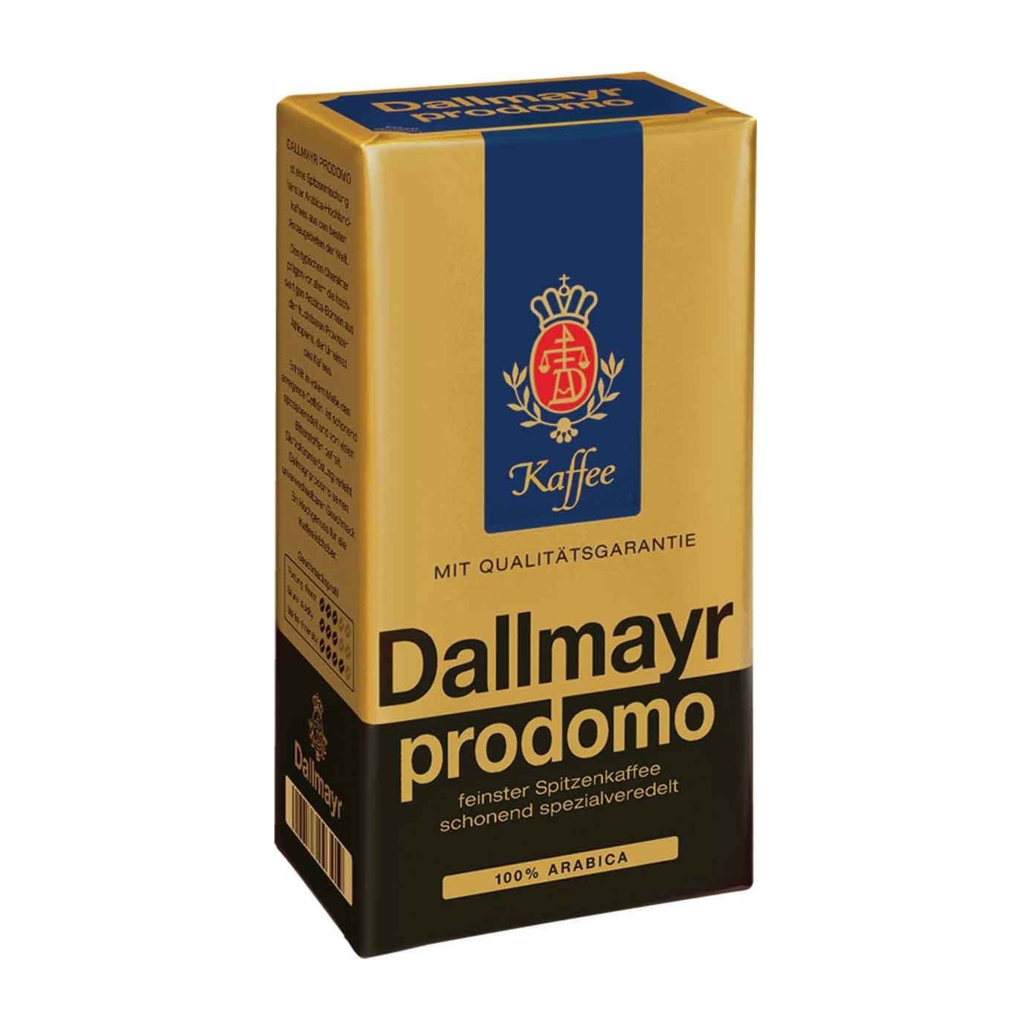 GardenState, Dallmayr Prodomo Roast & Ground Coffee 500g, 100% Arabica, medium roast, intensity 6/10. Smooth and full-flavored, roasted in Germany. Ideal for cafés, offices, and premium retail.