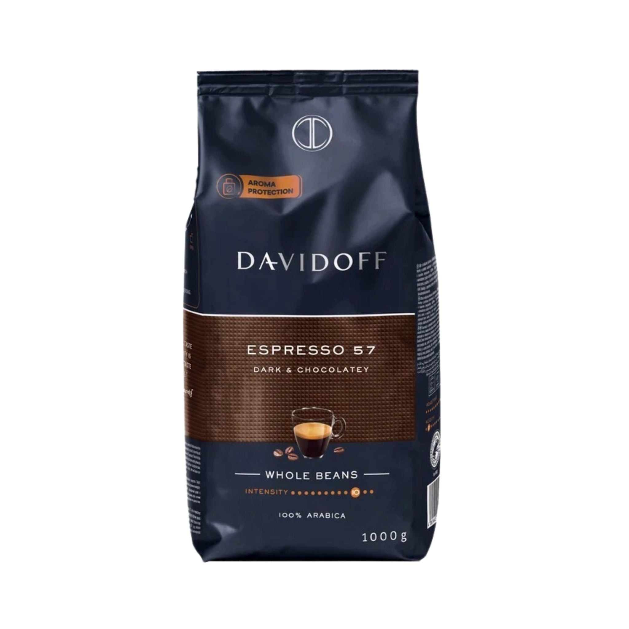 GardenState, Davidoff Espresso 57 coffee beans, 500g pack. A dark roast made from 100% Arabica beans, offering a rich aroma, chocolatey notes, and intense flavor. Ideal for espresso lovers seeking depth and balance.