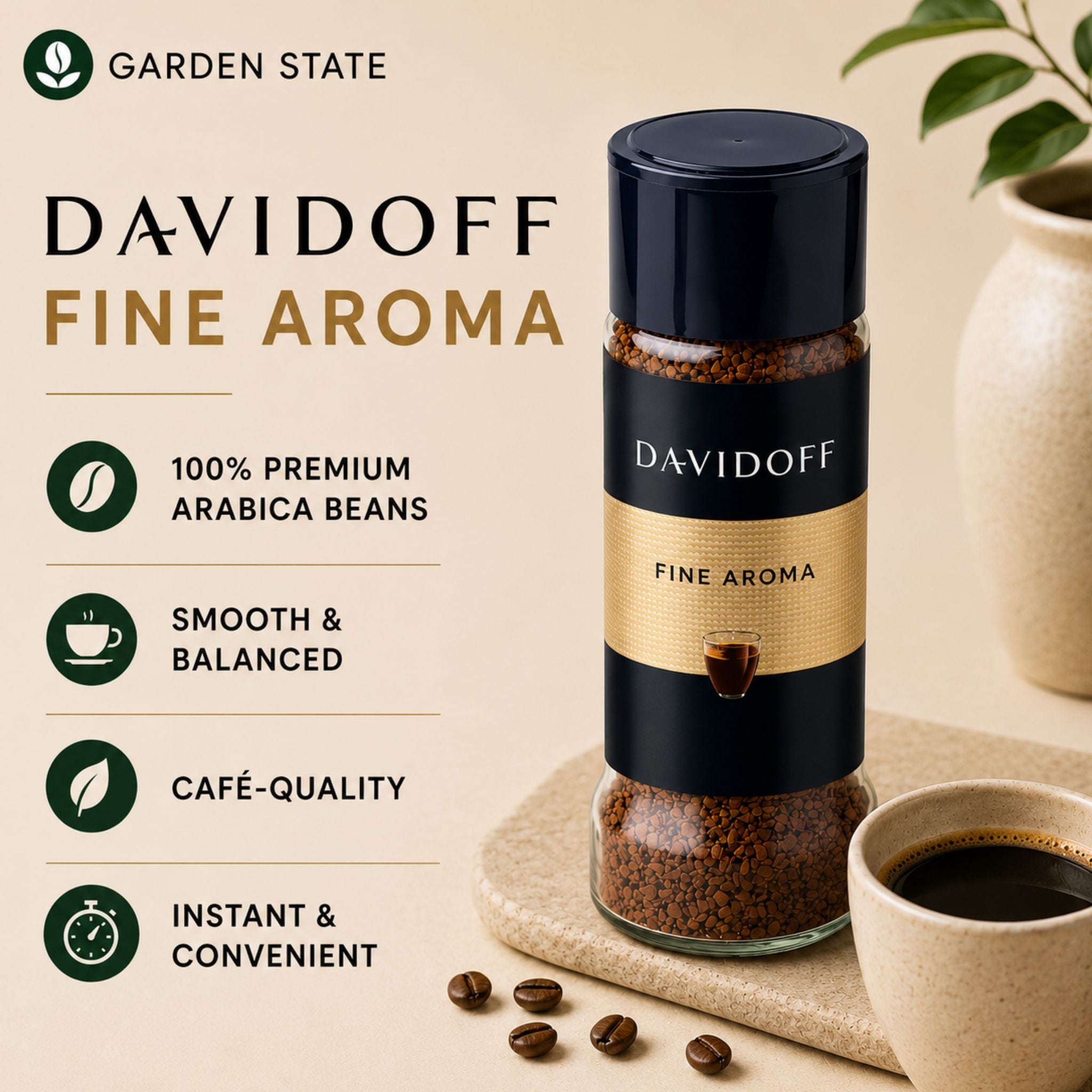 Jar of Davidoff Fine Aroma Instant Coffee (100 gr)