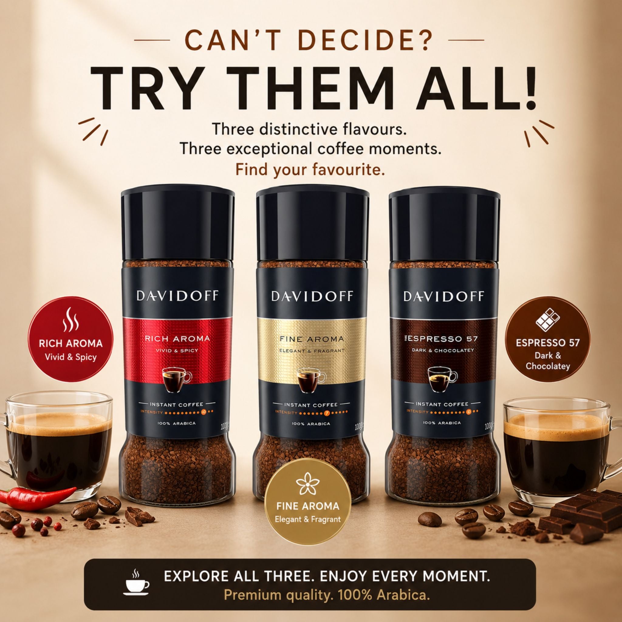 Jar of Davidoff Fine Aroma Instant Coffee (100 gr)