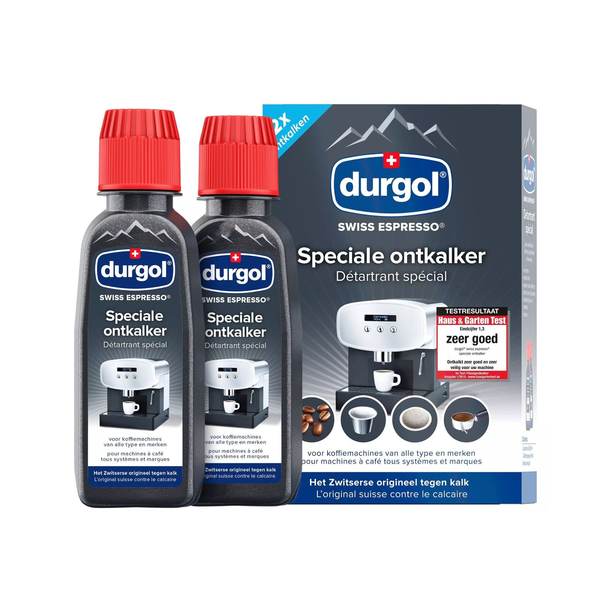 GardenState, Durgol Swiss Espresso Descaler, 2 x 125ml. Fast, safe descaling for all espresso machines. Odorless, tasteless, and highly effective. Helps maintain machine performance and espresso quality.