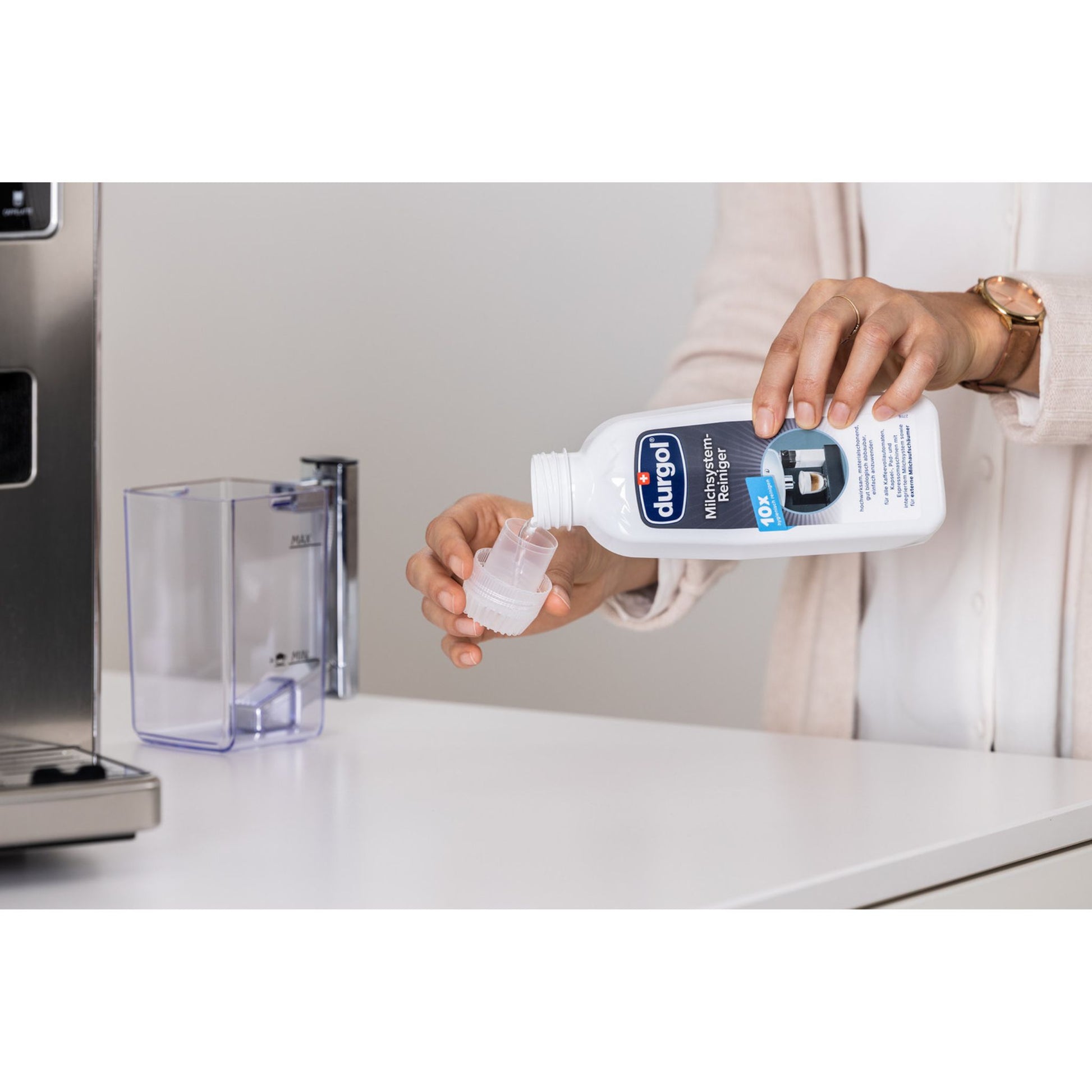 GardenState. Durgol Swiss Milk System and Frother Cleaner – 500ml. Professional-Grade Cleaner for All Coffee Machines, Frothers (Fully and Semi-Automatic coffee machines)