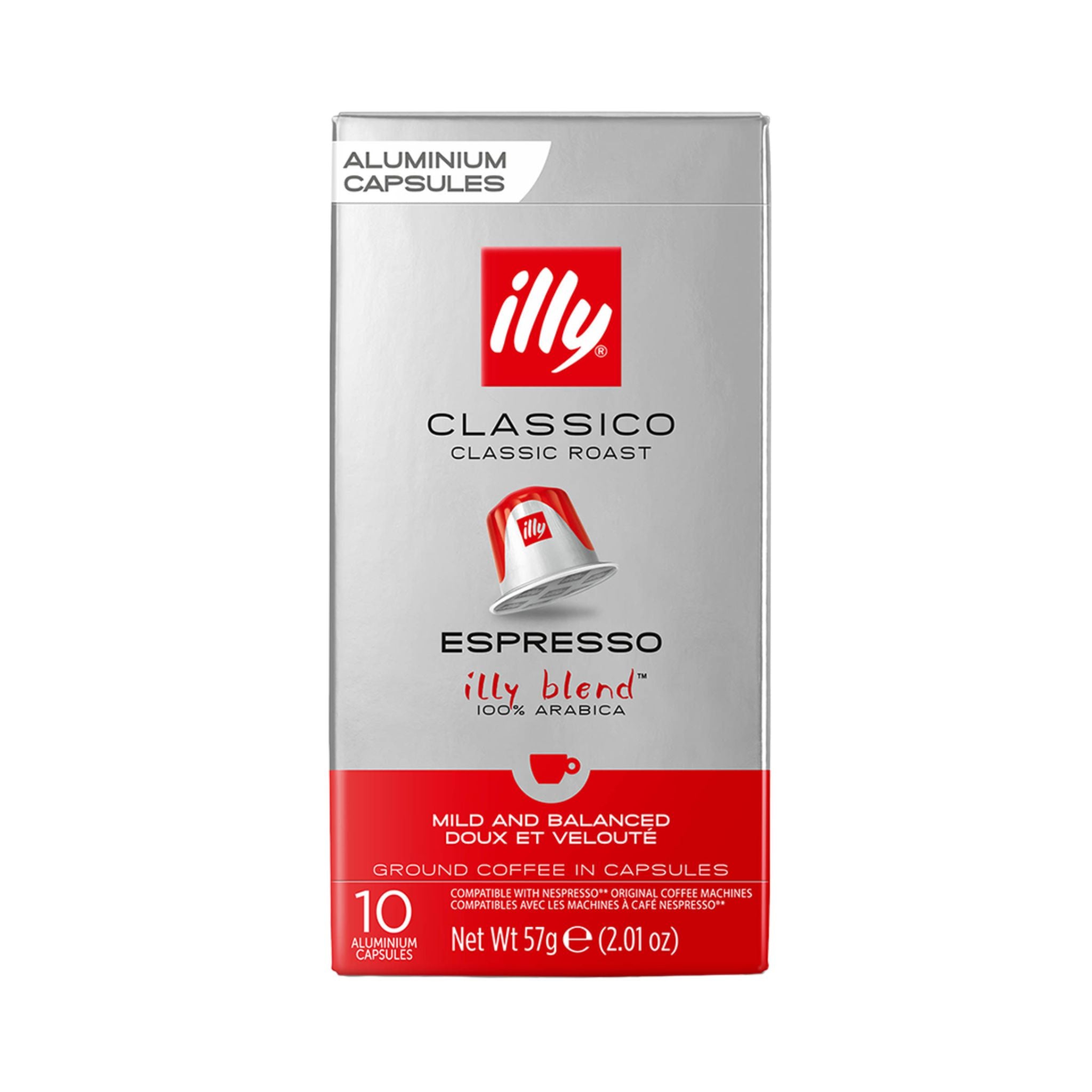 GardenState, Illy Classico Nespresso-compatible coffee capsules pack of 10 – smooth medium roast with notes of caramel, jasmine, and orange blossom. Ideal for office or horeca use.