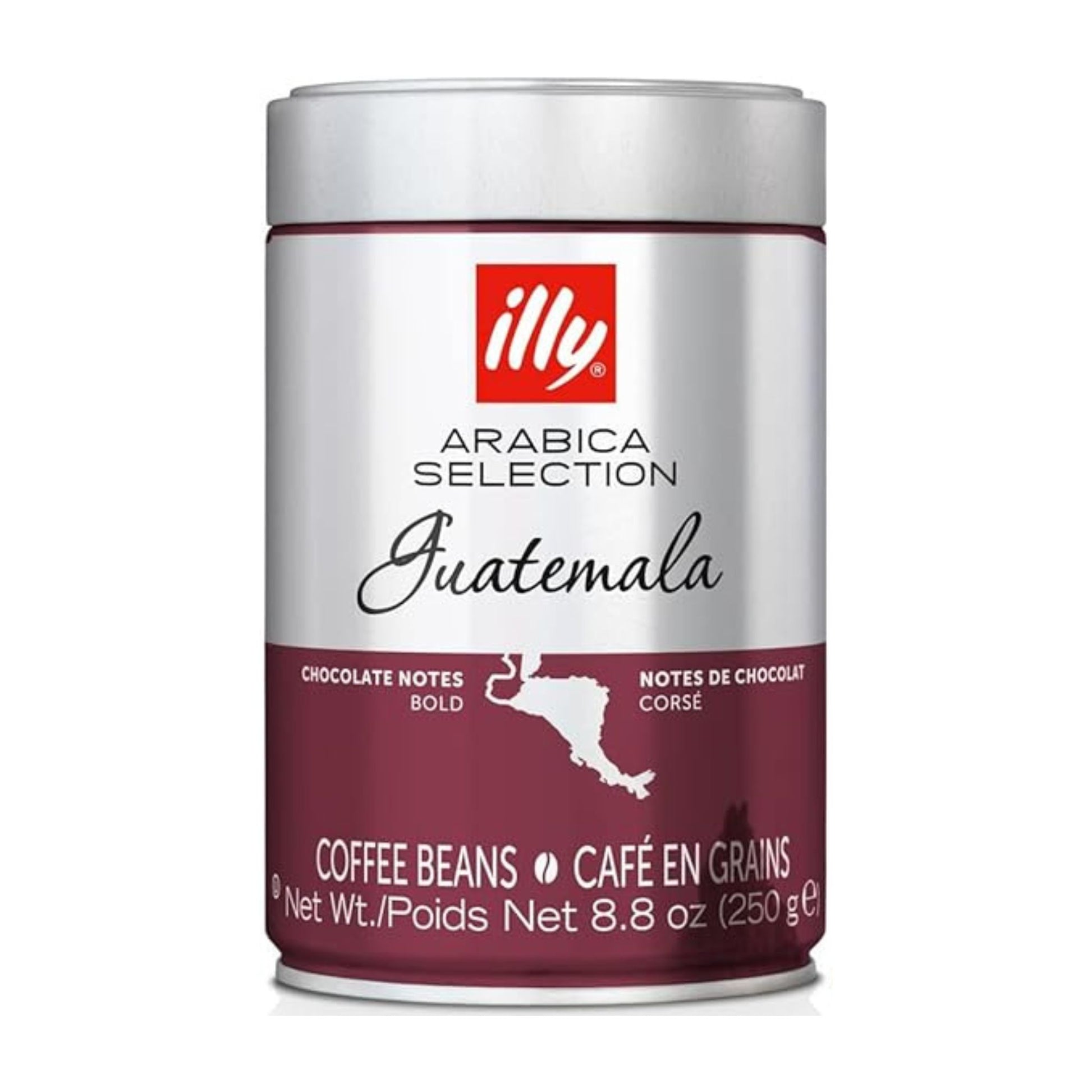 GardenState, Illy Arabica Selection Guatemala Whole Bean Coffee 250g tin – 100% Arabica, bold flavor with chocolate notes, sustainably sourced, roasted in Italy, ideal for grinding fresh.