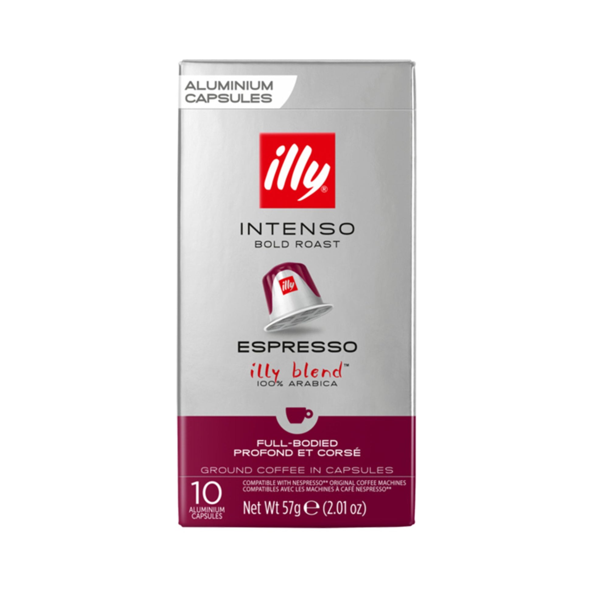 GardenState, Illy Intenso Nespresso-compatible coffee capsules pack of 10 – bold dark roast with cocoa and dried fruit notes. Perfect for strong espresso lovers in professional settings.