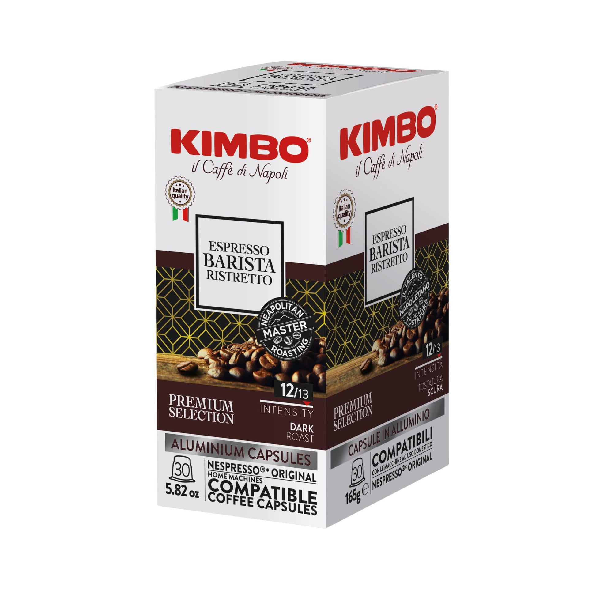 gardenstate Kimbo Espresso Barista Ristretto 30 Nespresso capsules – dark roast 12/13 intensity aluminium pods, ideal for cafés, hotels, offices and hospitality serving bold Italian espresso.