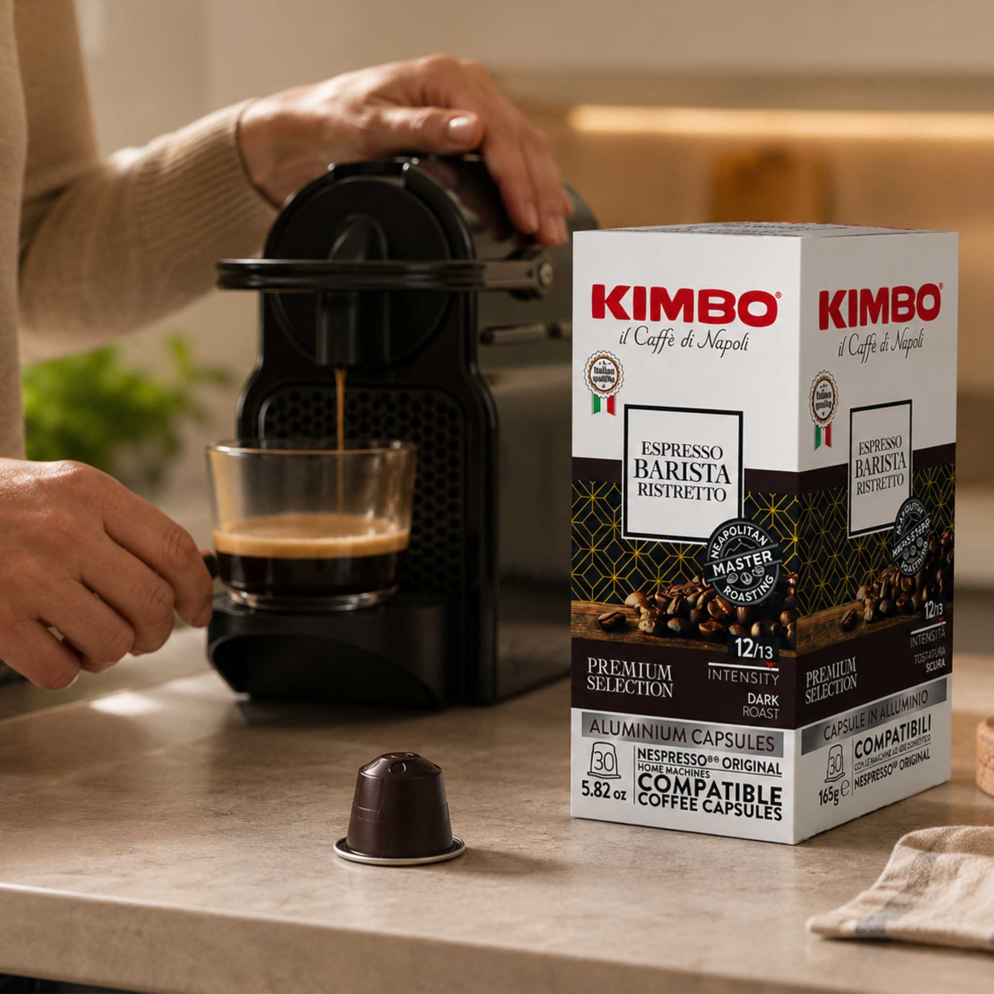 gardenstate Kimbo Espresso Barista Ristretto 30 Nespresso capsules – dark roast. ideal for cafés, hotels, offices and hospitality serving bold Italian espresso.