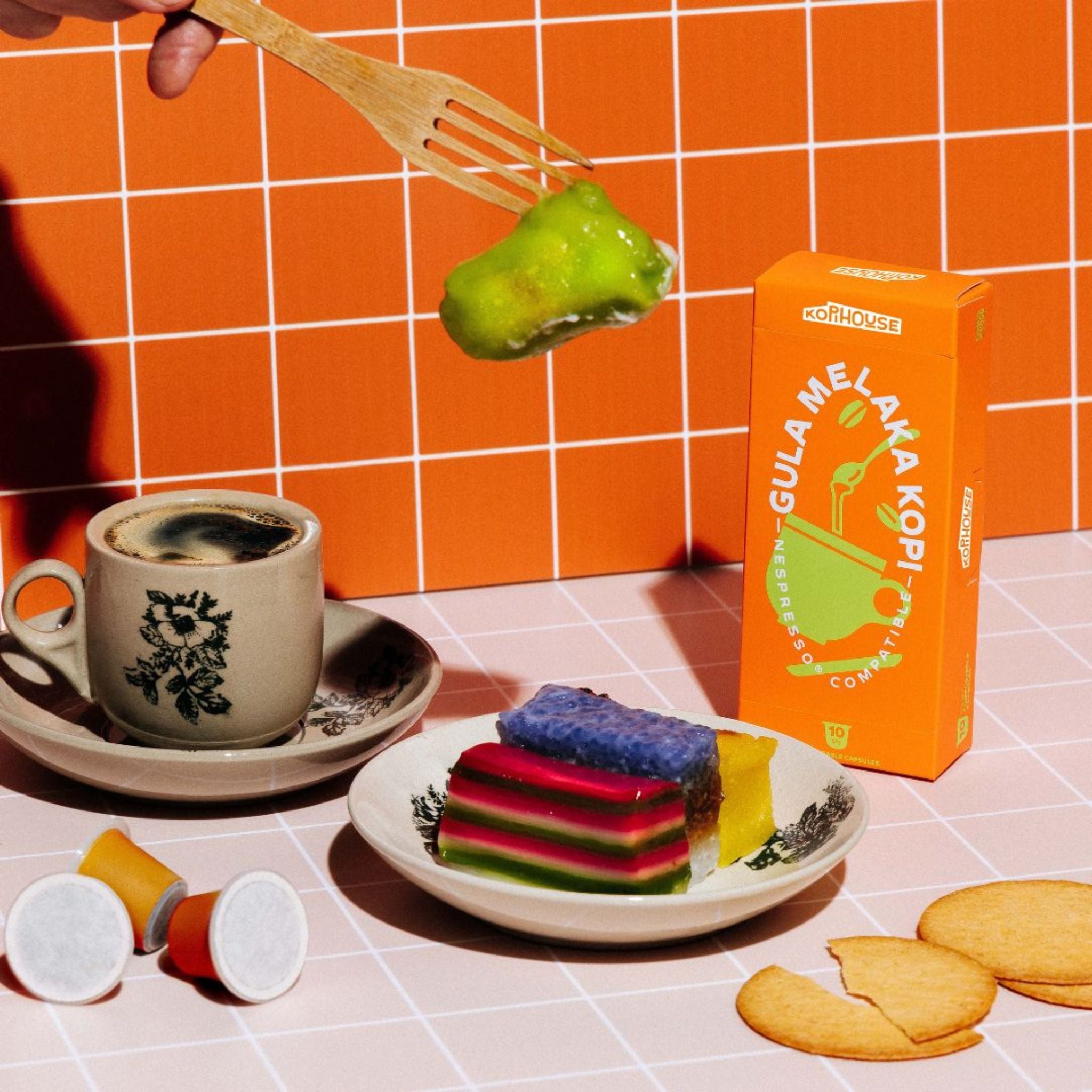 GardenState, Gula Melaka Kopi – 10 Nespresso® compatible capsules with bold Kopi-o flavor blended with caramelised coconut sugar. A uniquely Singaporean coffee experience, sweet and aromatic.