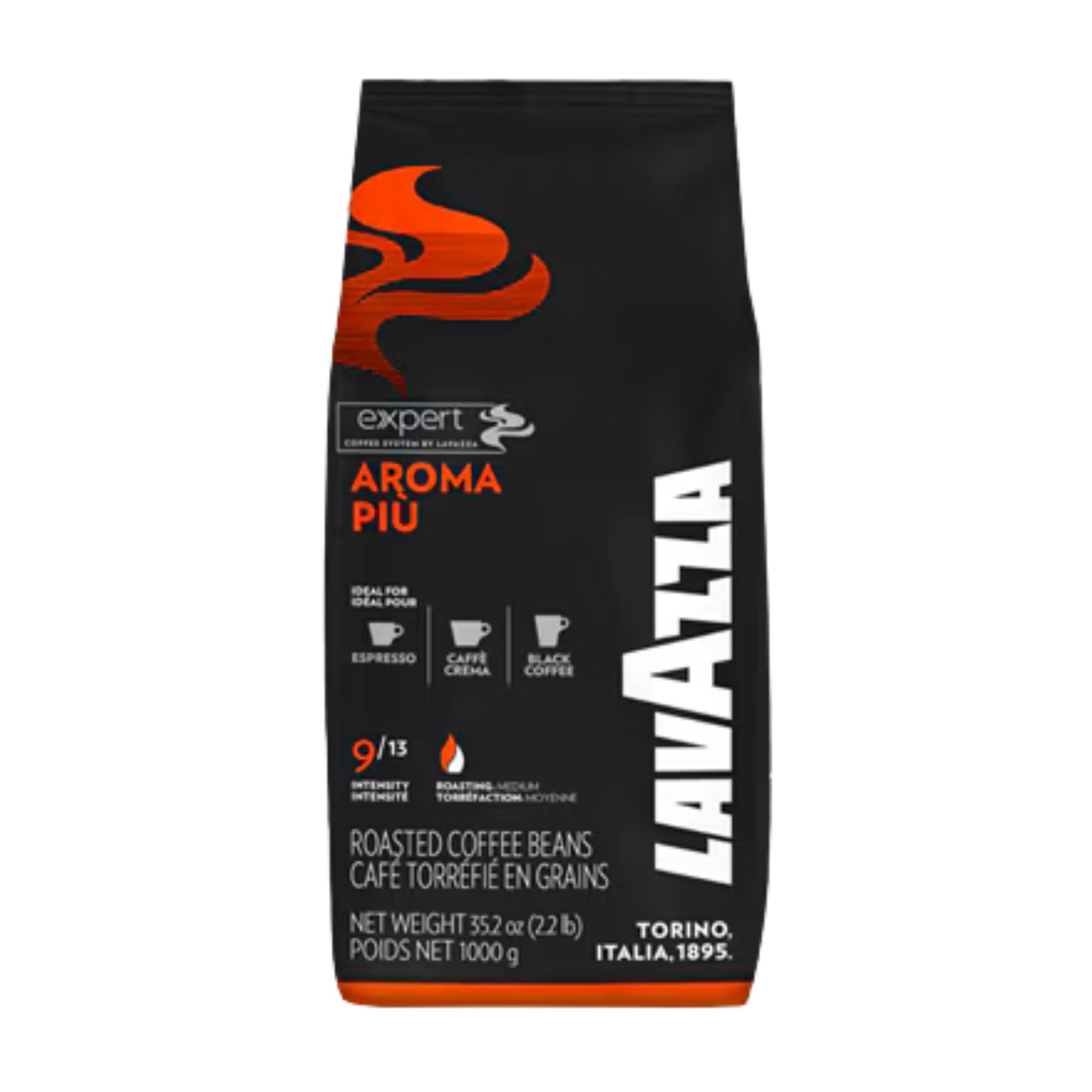 GardenState, Lavazza Expert Aroma Più 1kg – Medium roast whole beans with notes of honey and almond, velvety crema, and a smooth finish. Ideal for espresso, café crema, or black coffee in cafés or offices.