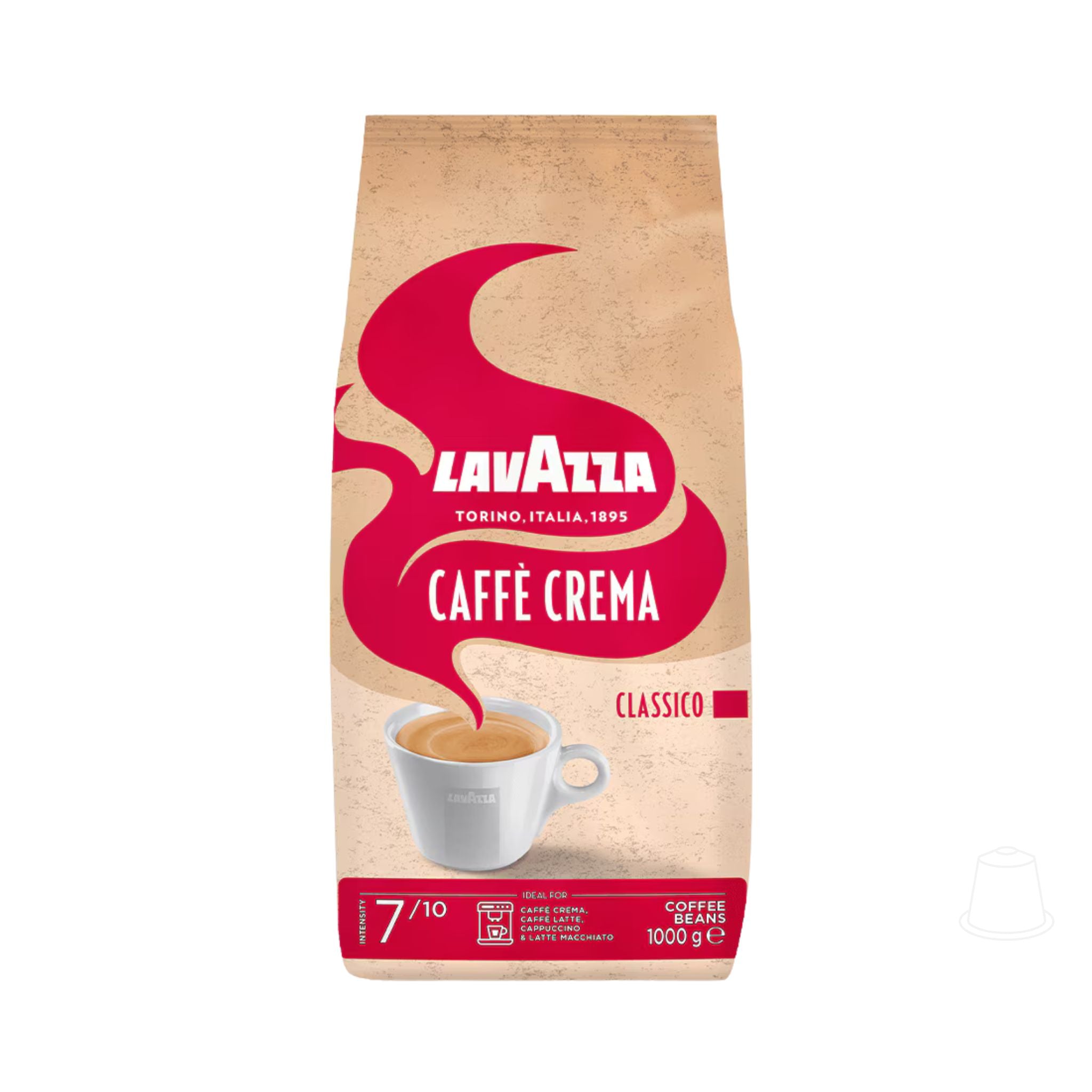 Garden State, b2b coffee supplier in Singapore, Lavazza Caffe Crema Classico whole coffee beans, 1 kg. Intensity 7/10. Perfect for office, business, ship chandlers, institutions and medical offices. 