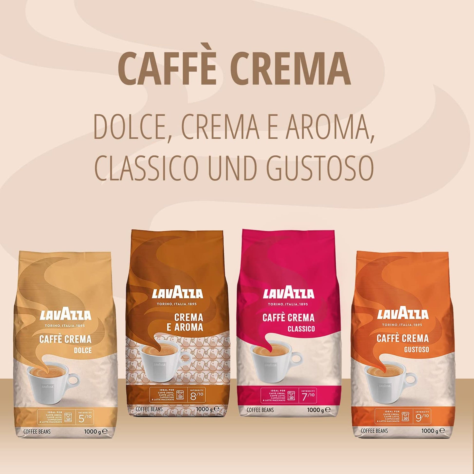 GardenState, Lavazza Caffe Crema Collection. Dolce, Crema E Aroma, Classico and Gustoso Coffee Beans. Premium authentic Italian Coffee.
